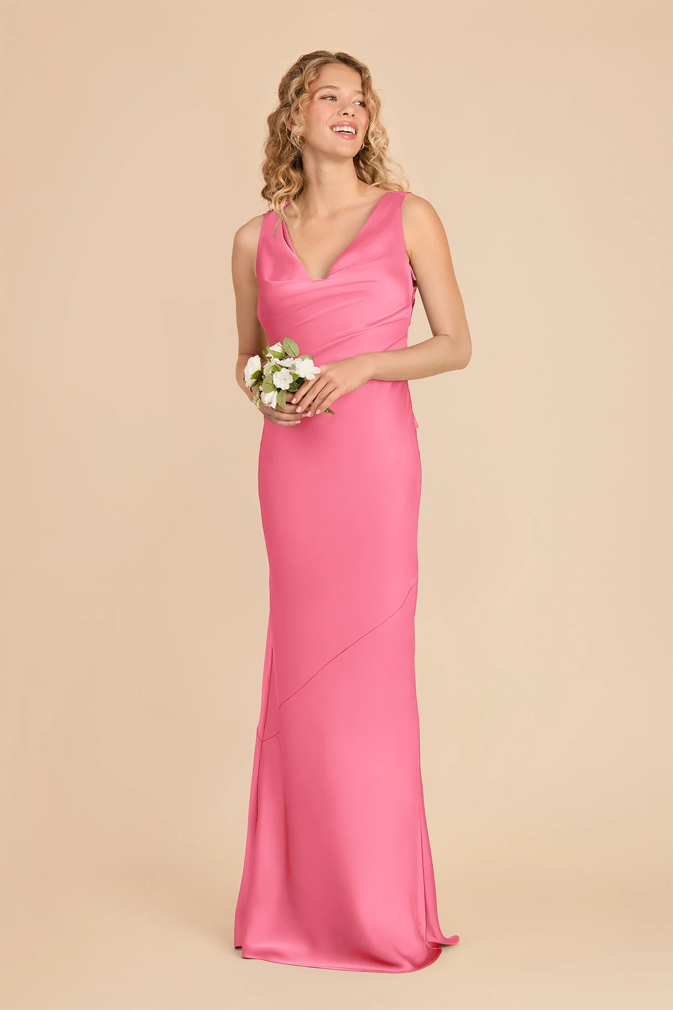 Rylie Matte Satin Dress - Bon Bon Pink - Image 3