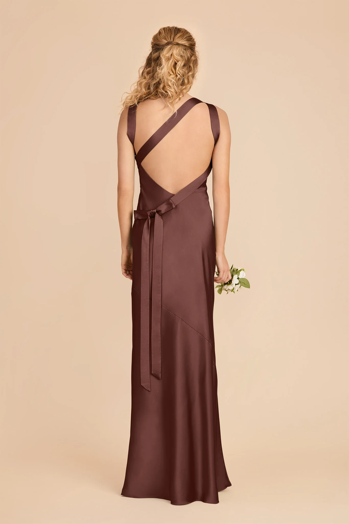 Rylie Matte Satin Dress - Chocolate Brown - Image 4