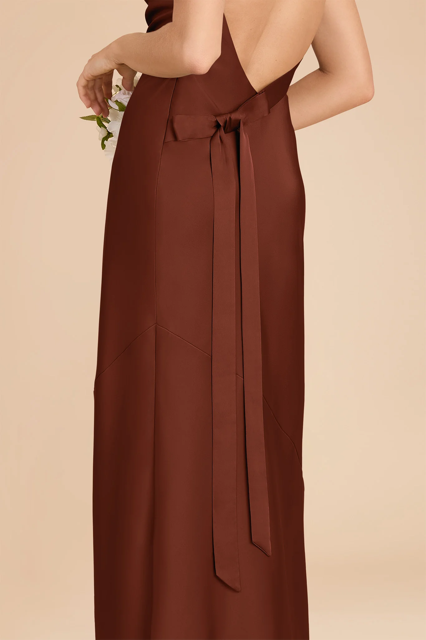 Rylie Matte Satin Dress - Cognac - Image 6