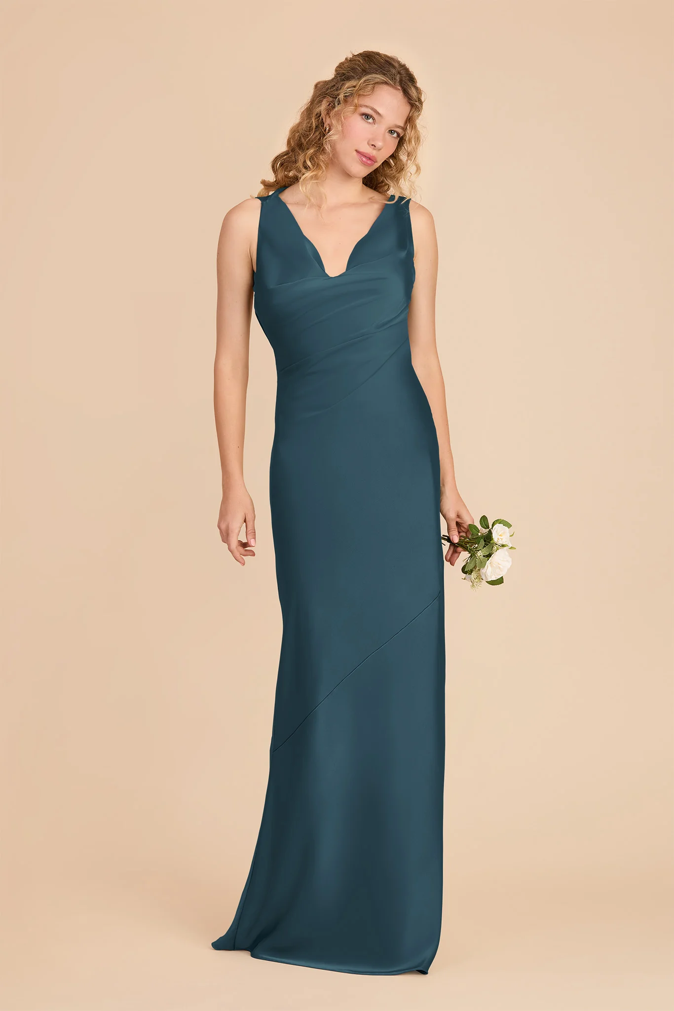 Rylie Matte Satin Dress - Dark Teal - Image 2