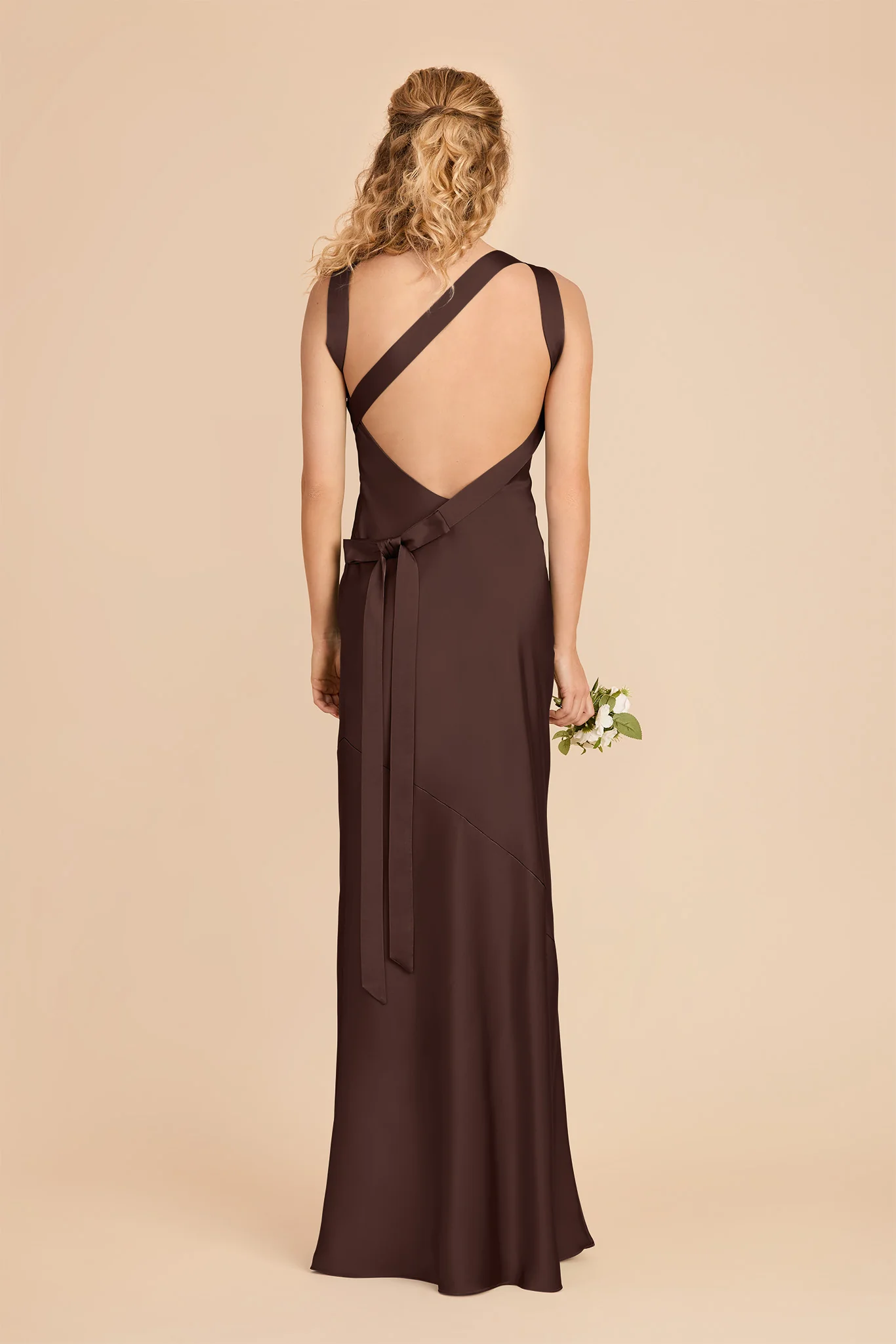 Rylie Matte Satin Dress - Espresso - Image 4