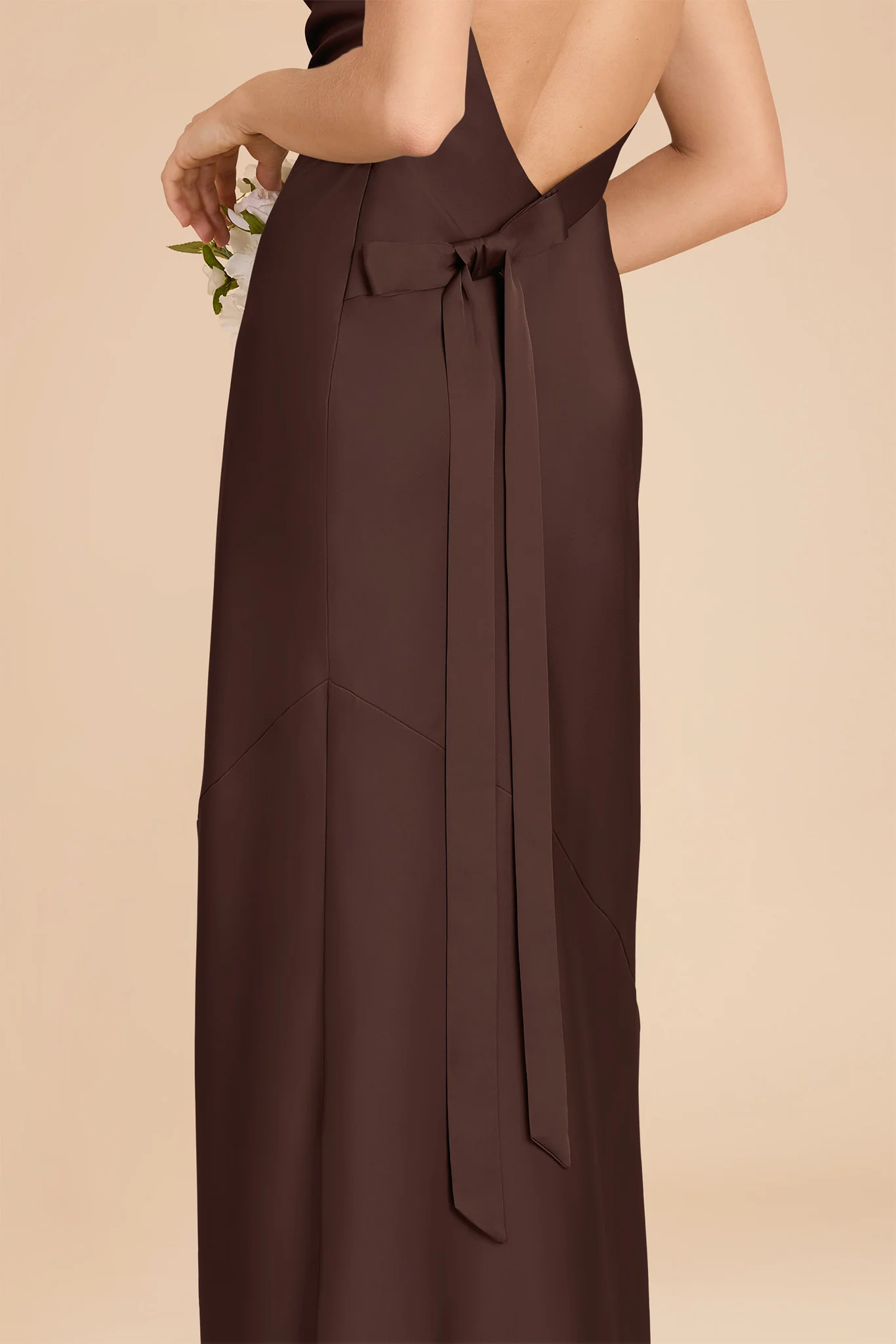 Rylie Matte Satin Dress - Espresso - Image 6