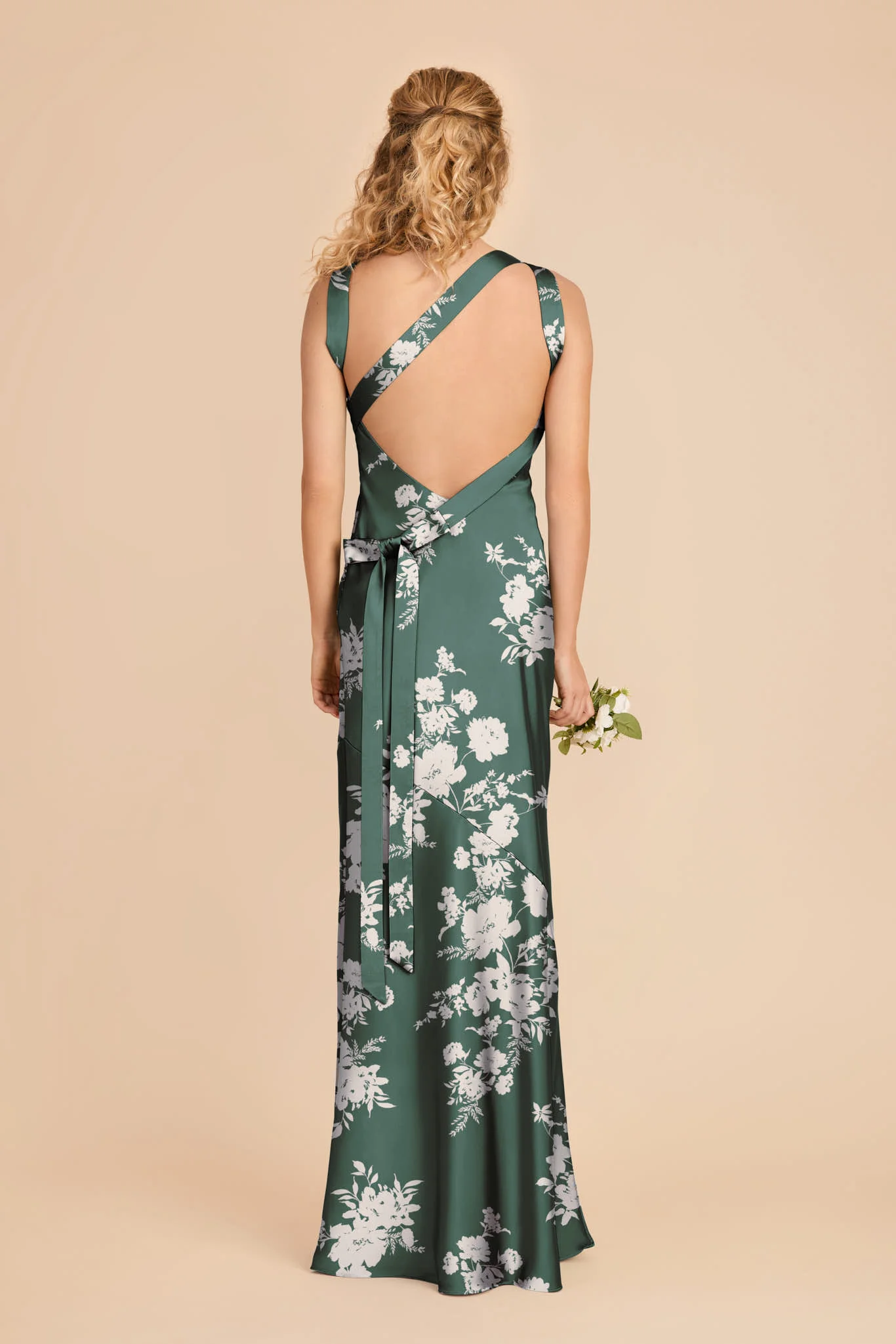 Rylie Matte Satin Dress - Eucalyptus Whimsical Blooms - Image 3