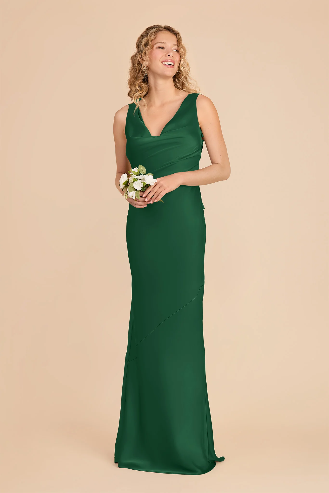 Rylie Matte Satin Dress - Forest Green - Image 3