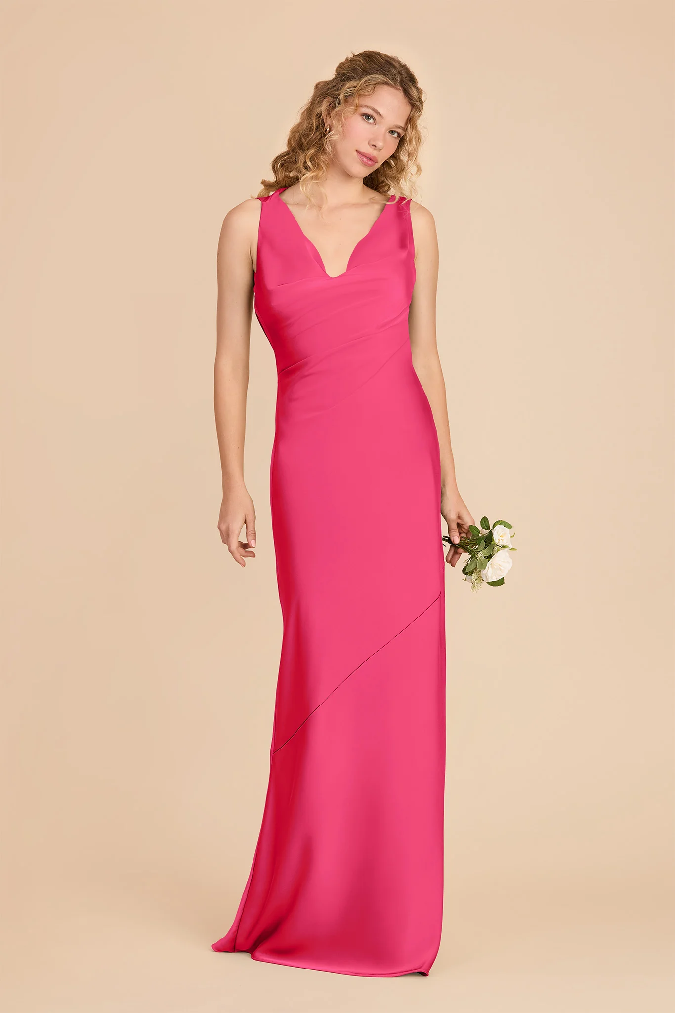 Rylie Matte Satin Dress - Fuchsia - Image 2