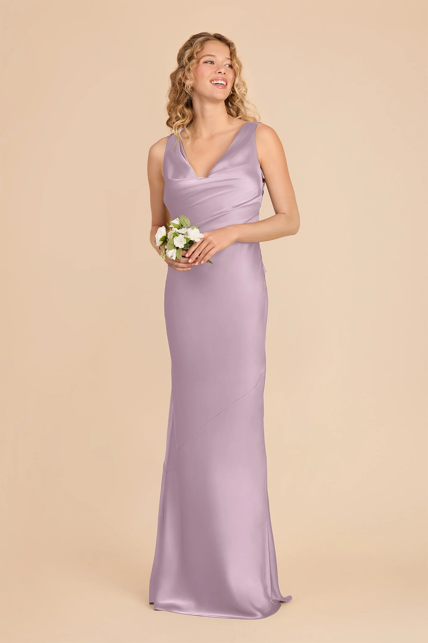 Rylie Matte Satin Dress - Lavender - Image 3