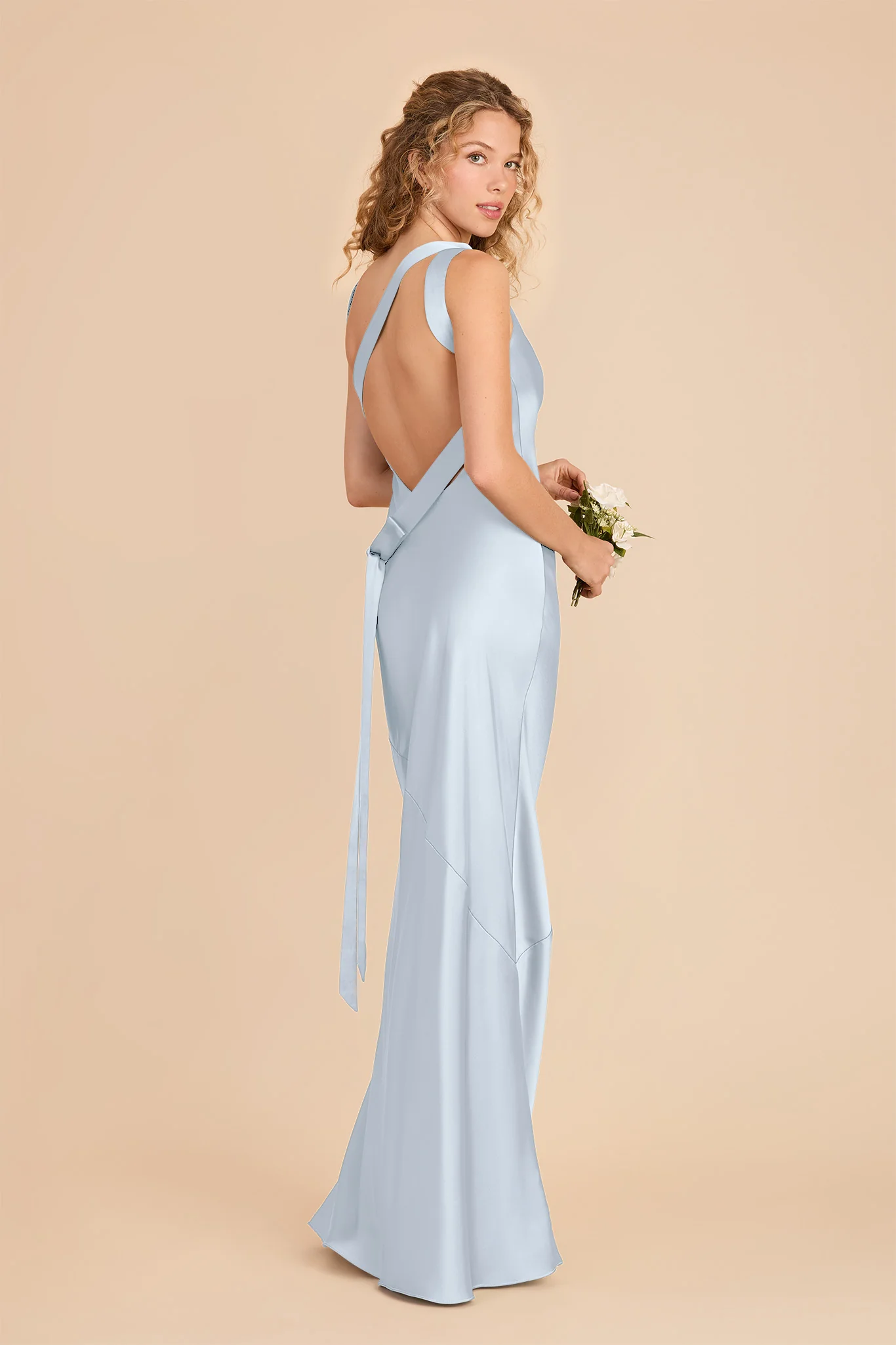 Rylie Matte Satin Dress - Mist Blue