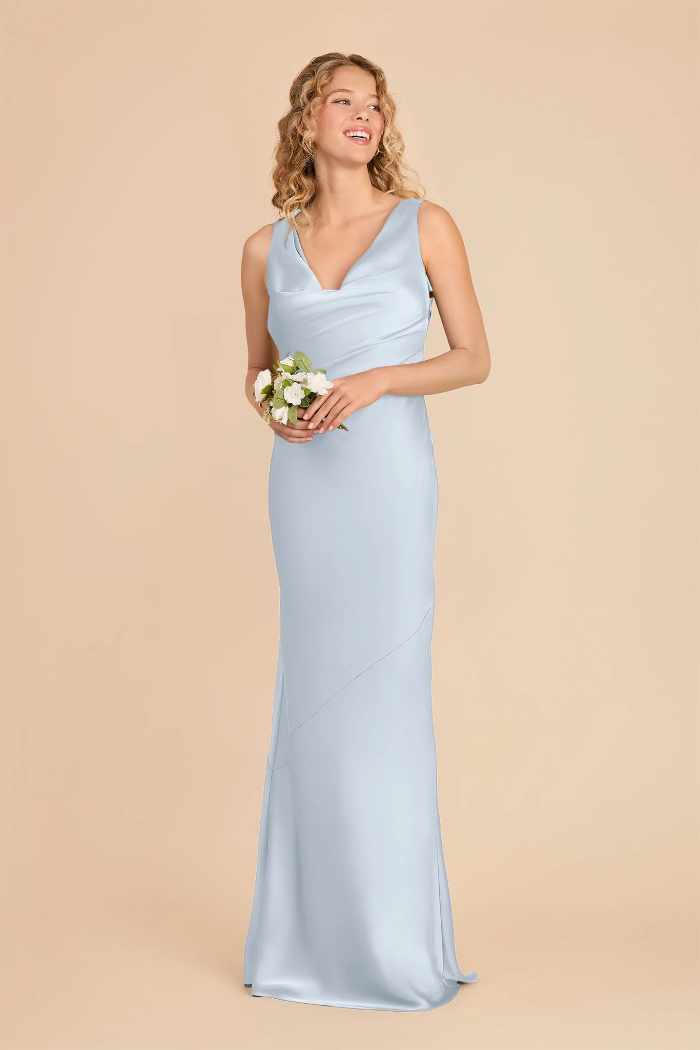Rylie Matte Satin Dress - Mist Blue - Image 3