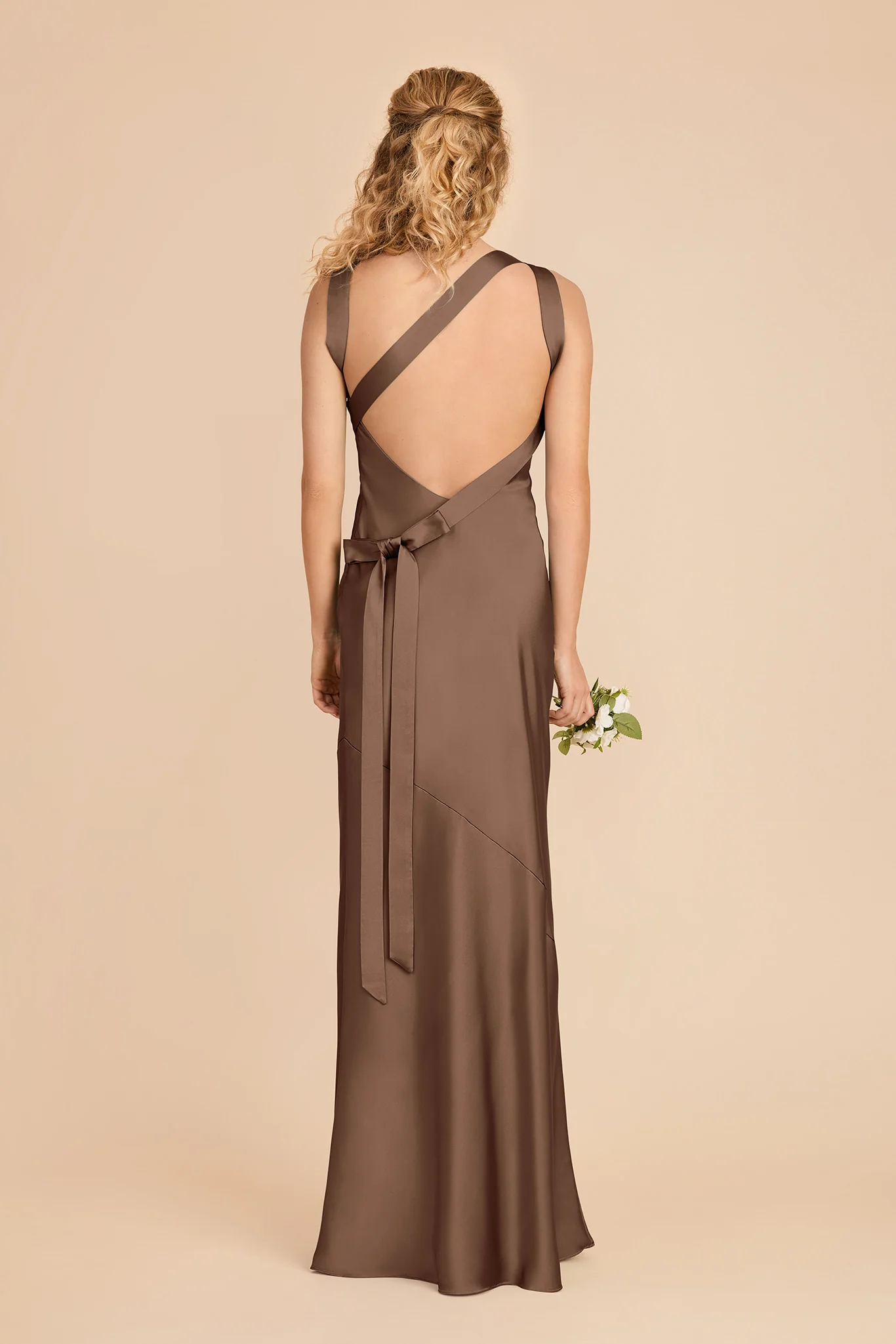 Rylie Matte Satin Dress - Mocha - Image 4