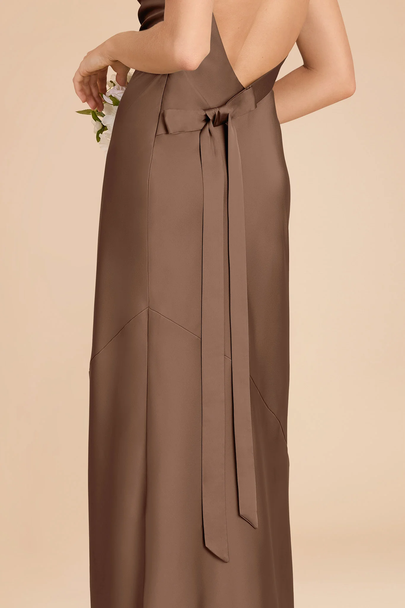 Rylie Matte Satin Dress - Mocha - Image 6
