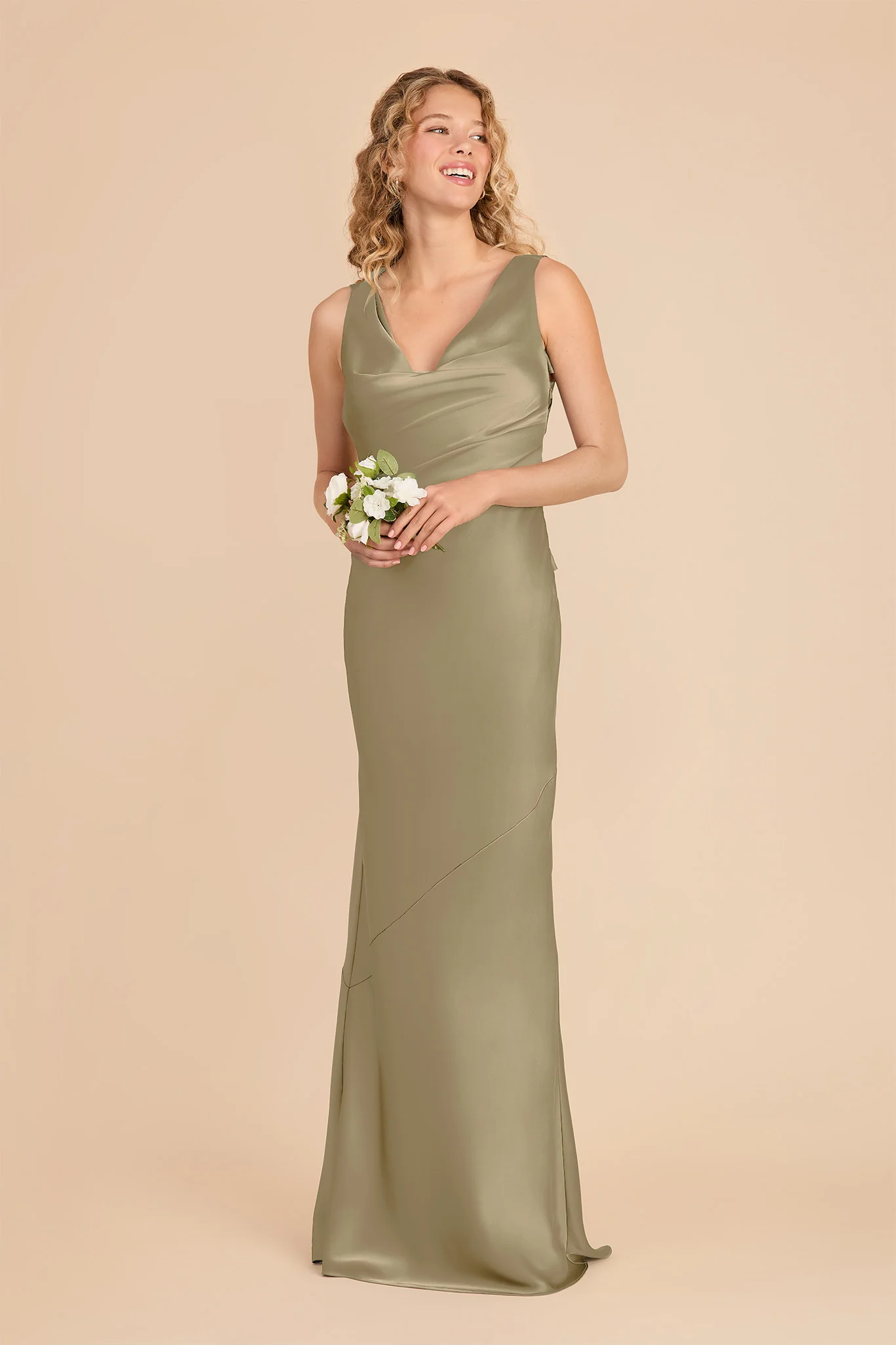 Rylie Matte Satin Dress - Moss Green - Image 3