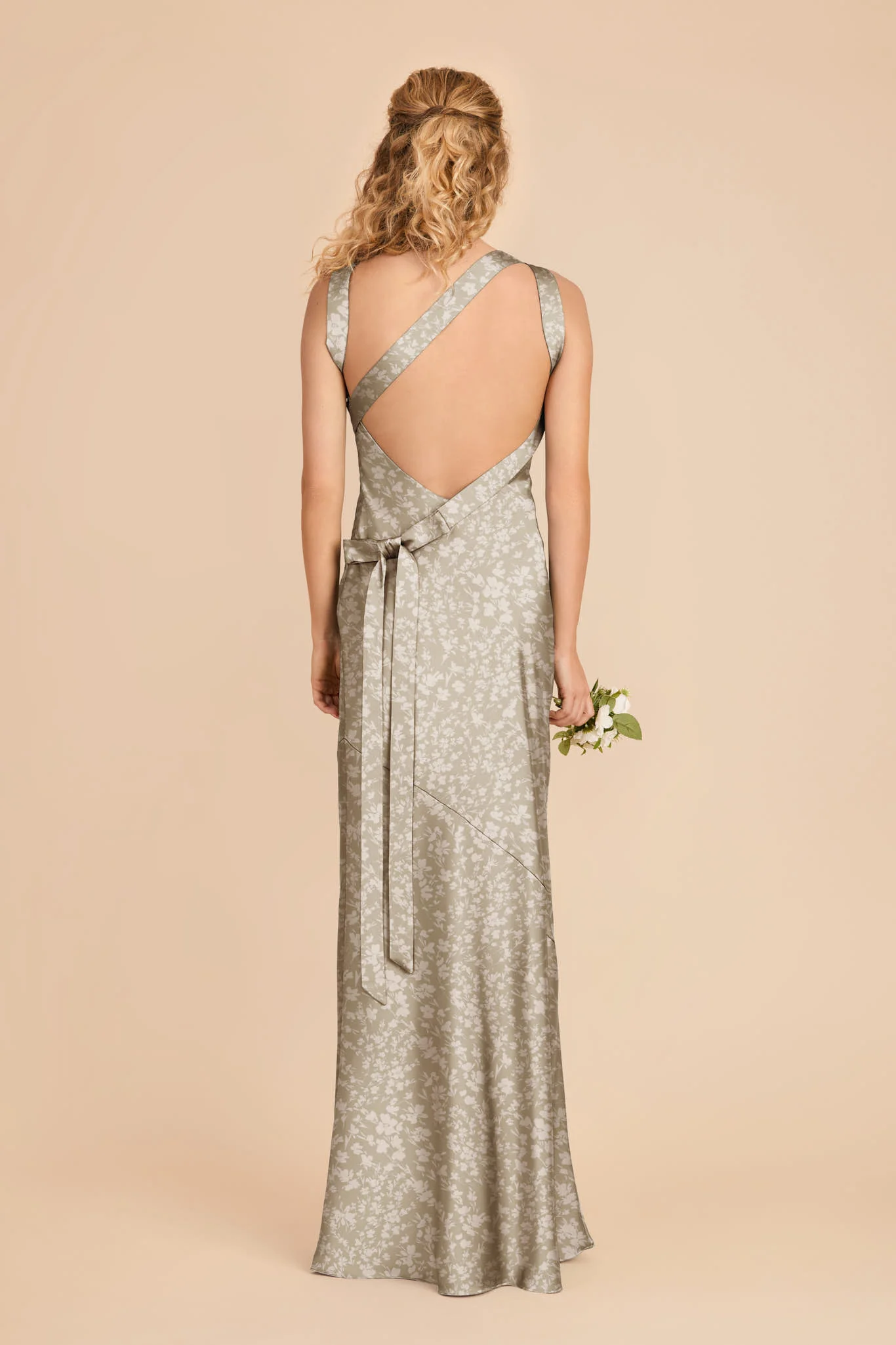 Rylie Matte Satin Dress - Moss Green Dreamy Floral - Image 3