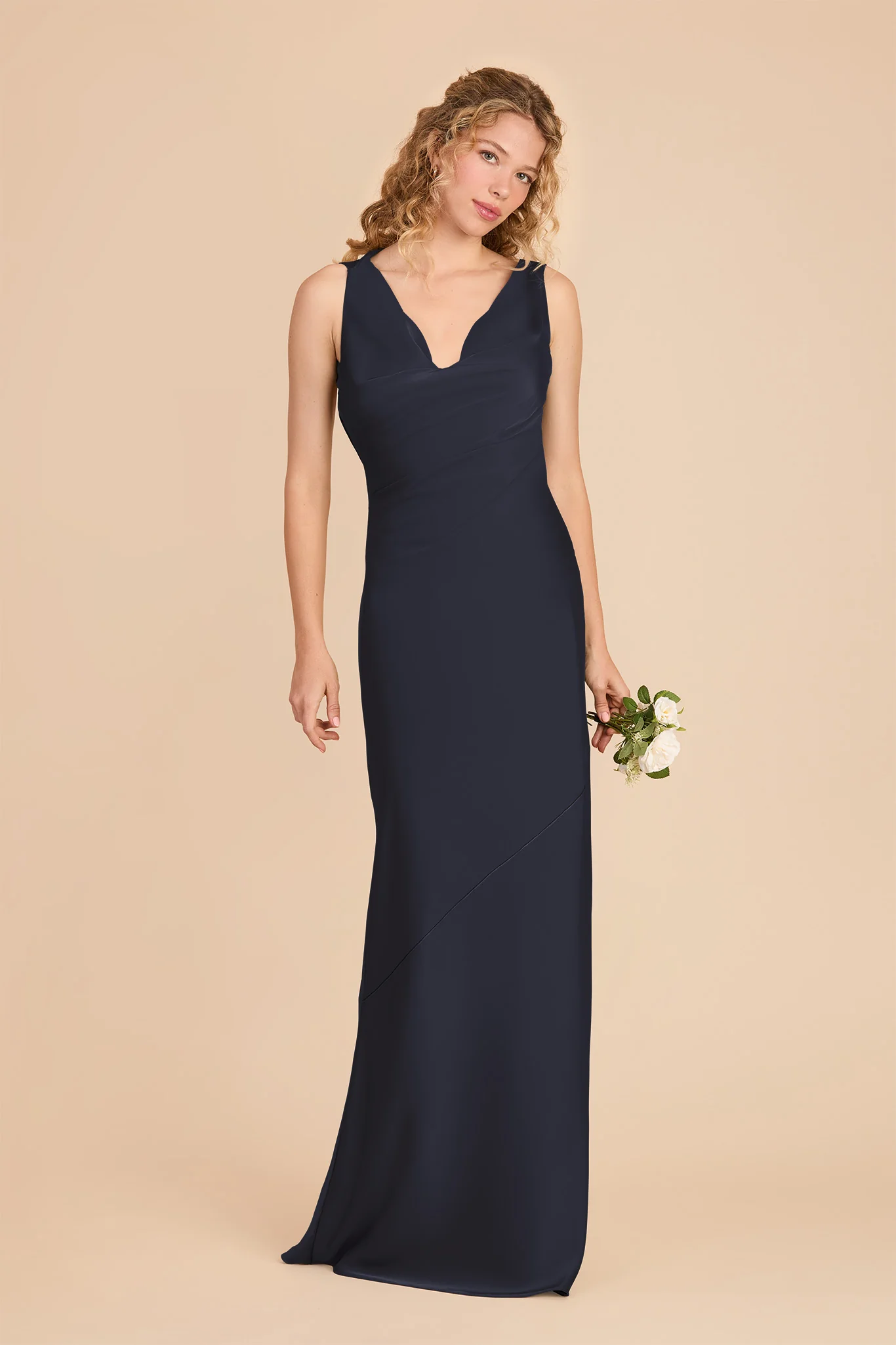Rylie Matte Satin Dress - Navy - Image 2