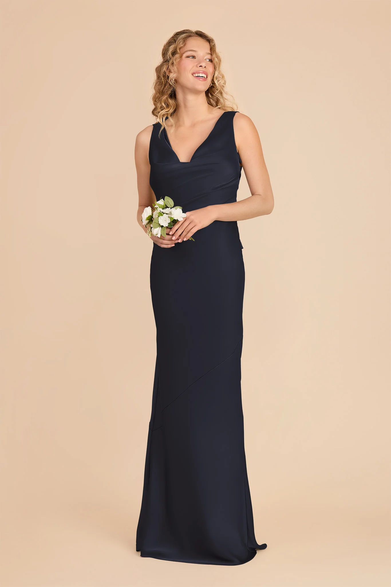Rylie Matte Satin Dress - Navy - Image 3