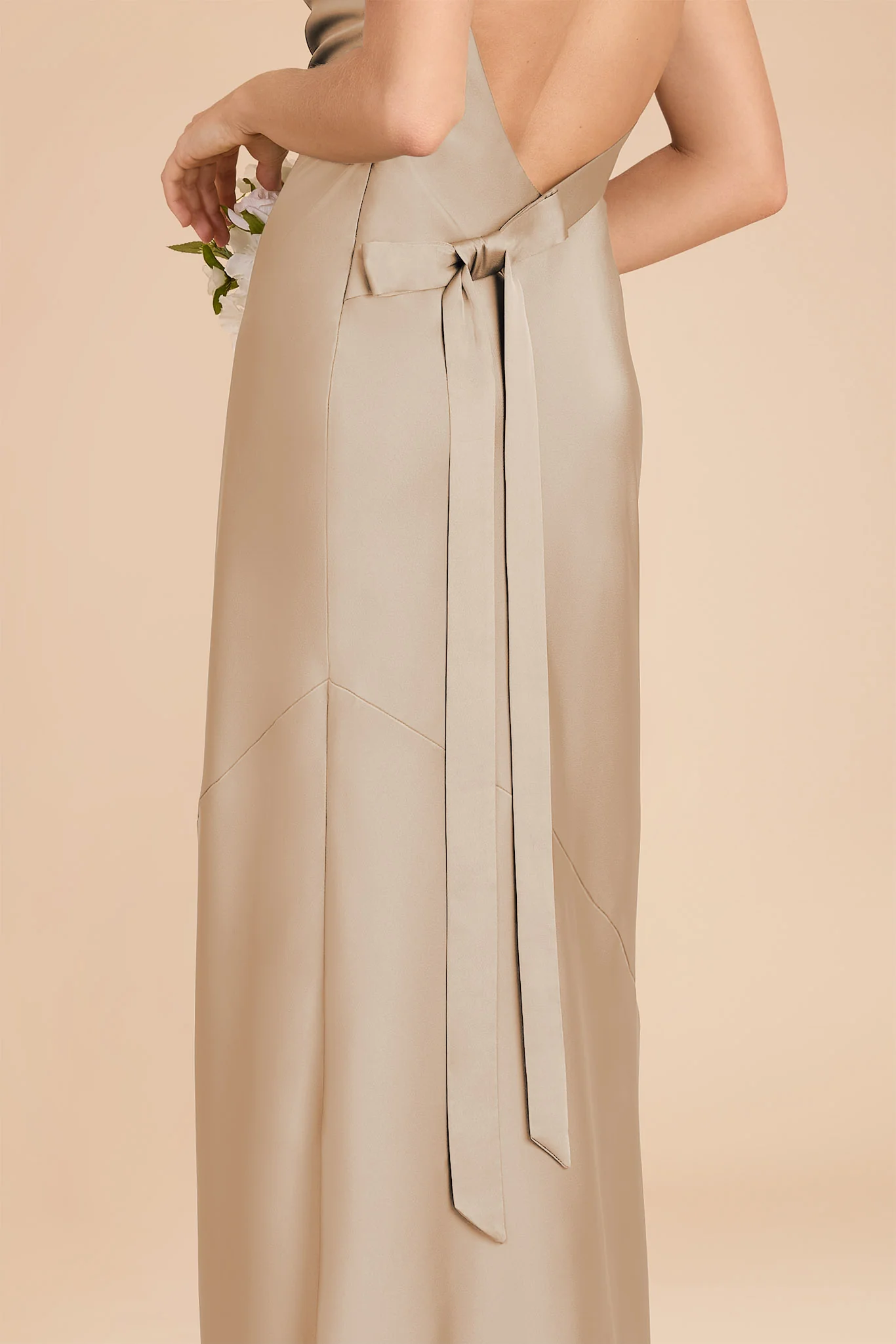 Rylie Matte Satin Dress - Neutral Champagne - Image 6