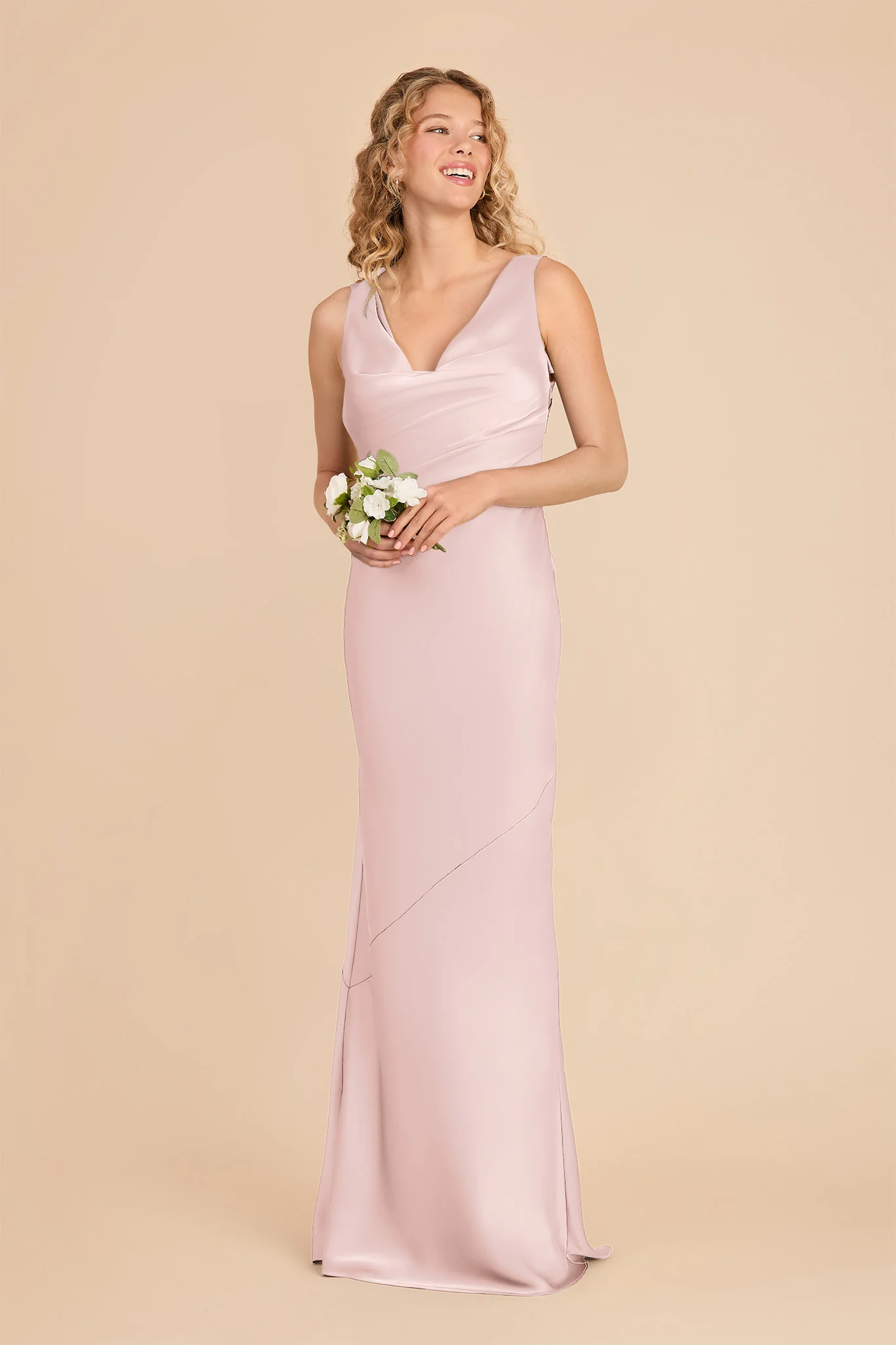 Rylie Matte Satin Dress - Pale Blush - Image 3