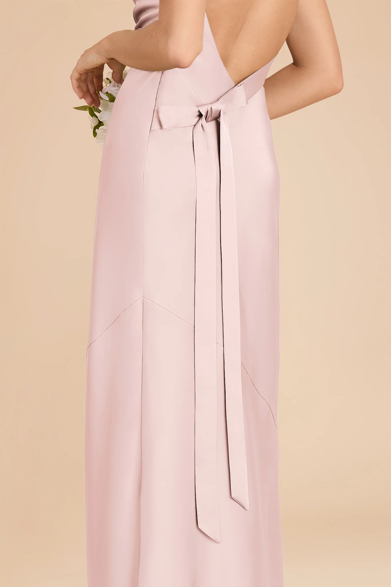 Rylie Matte Satin Dress - Pale Blush - Image 6