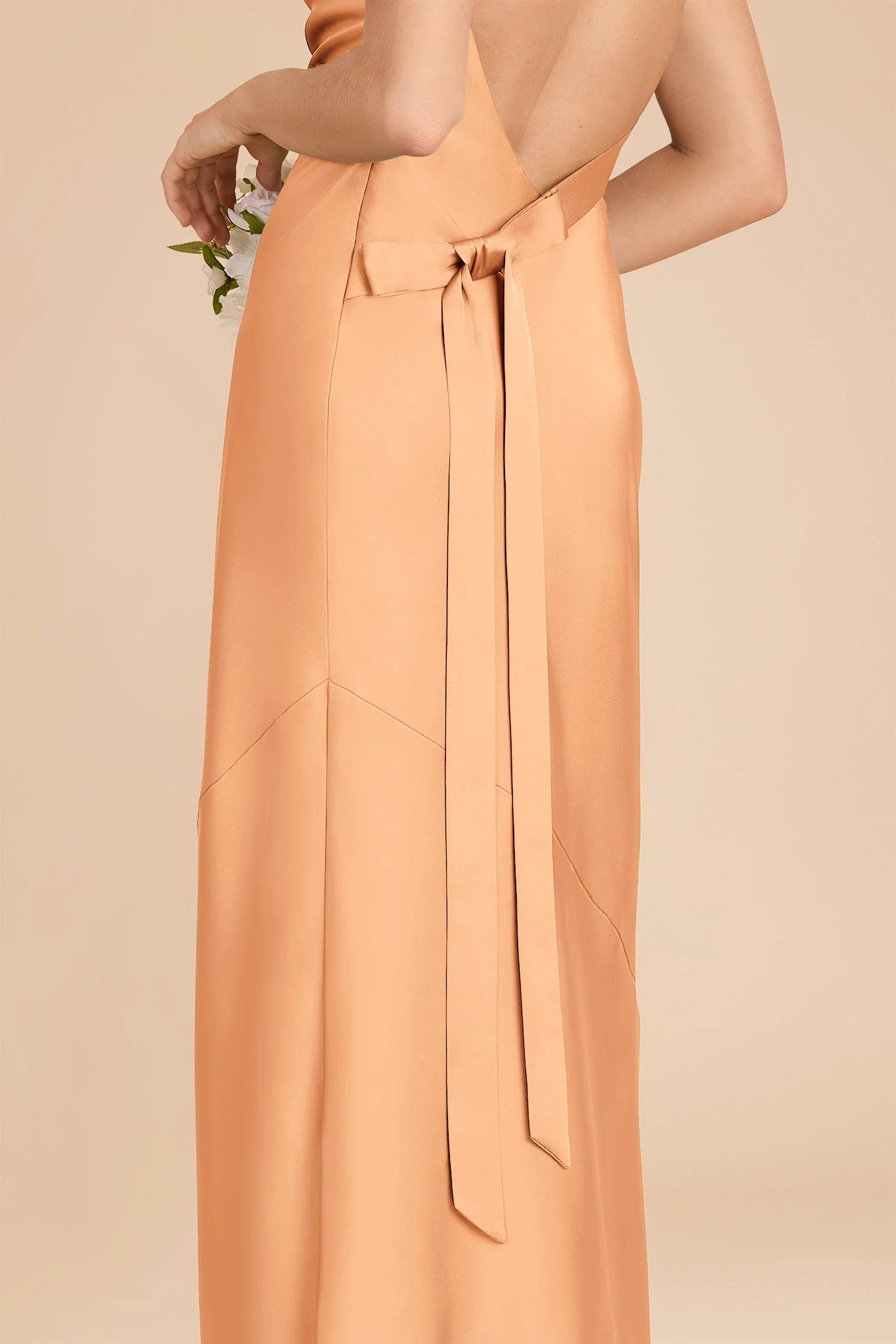 Rylie Matte Satin Dress - Peach - Image 6