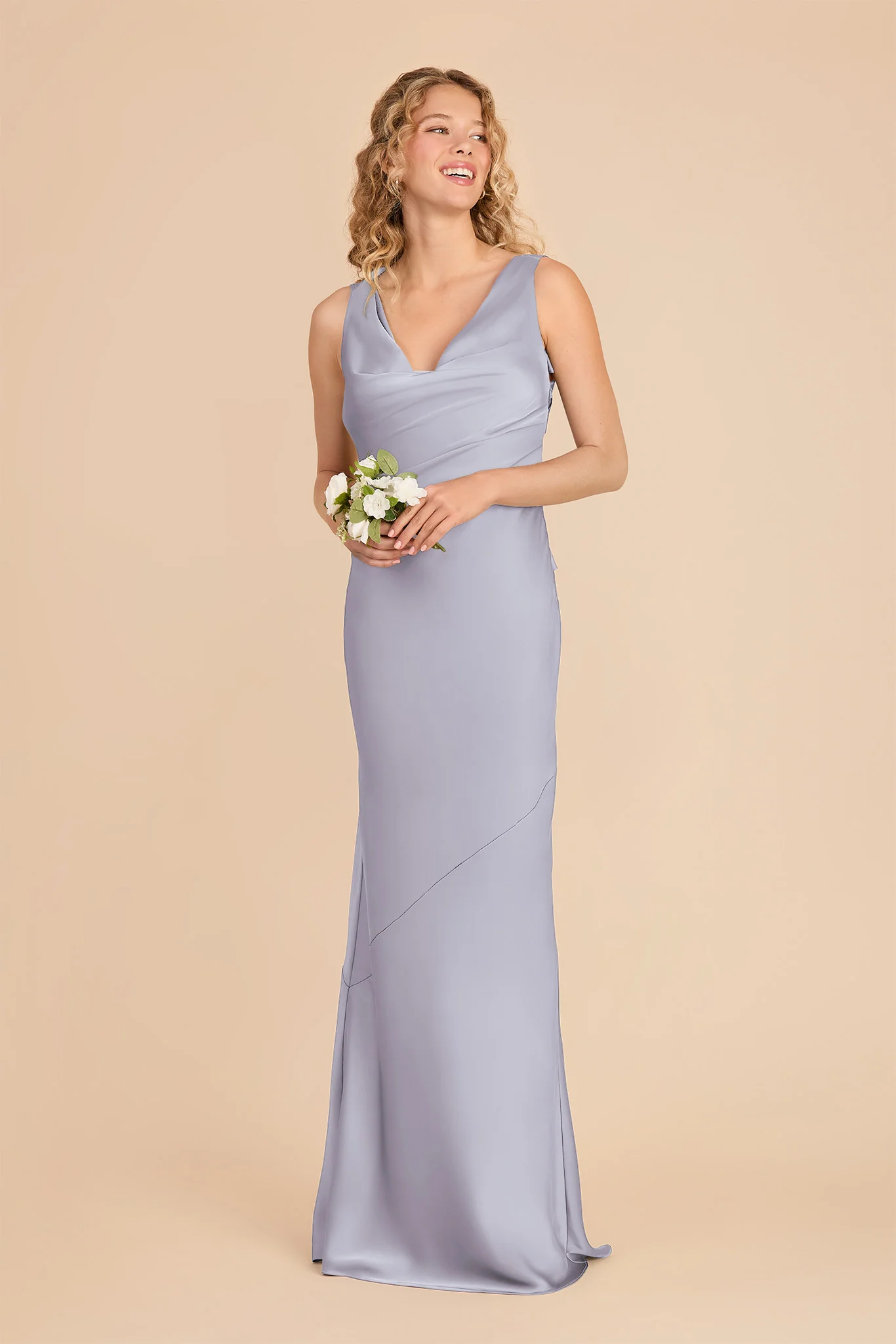 Rylie Matte Satin Dress - Periwinkle Blue - Image 3