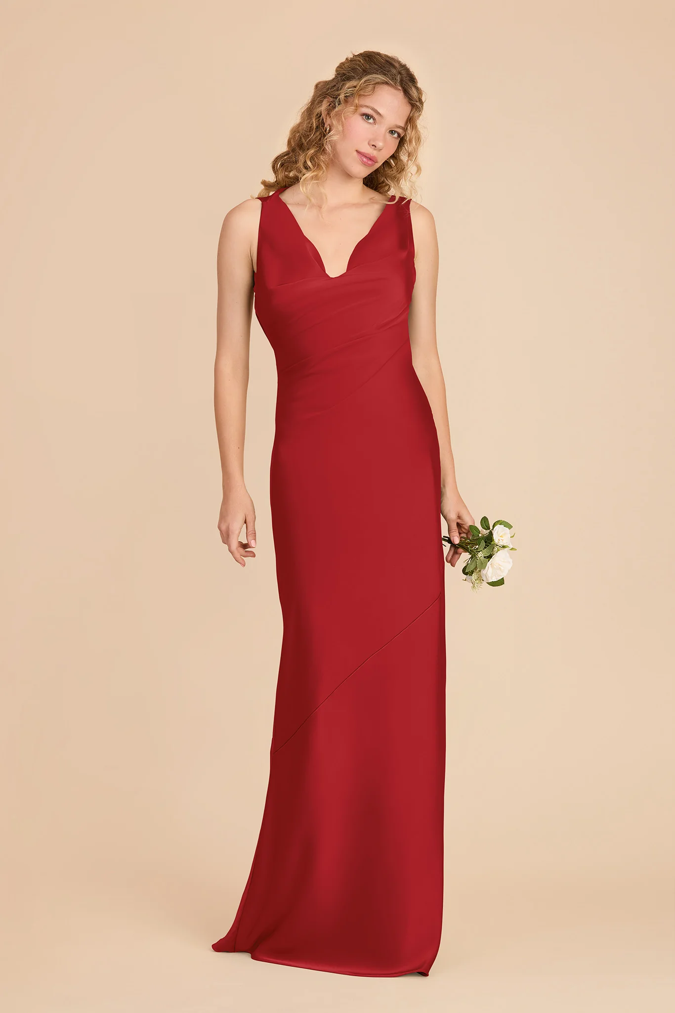 Rylie Matte Satin Dress - Ruby Red - Image 2