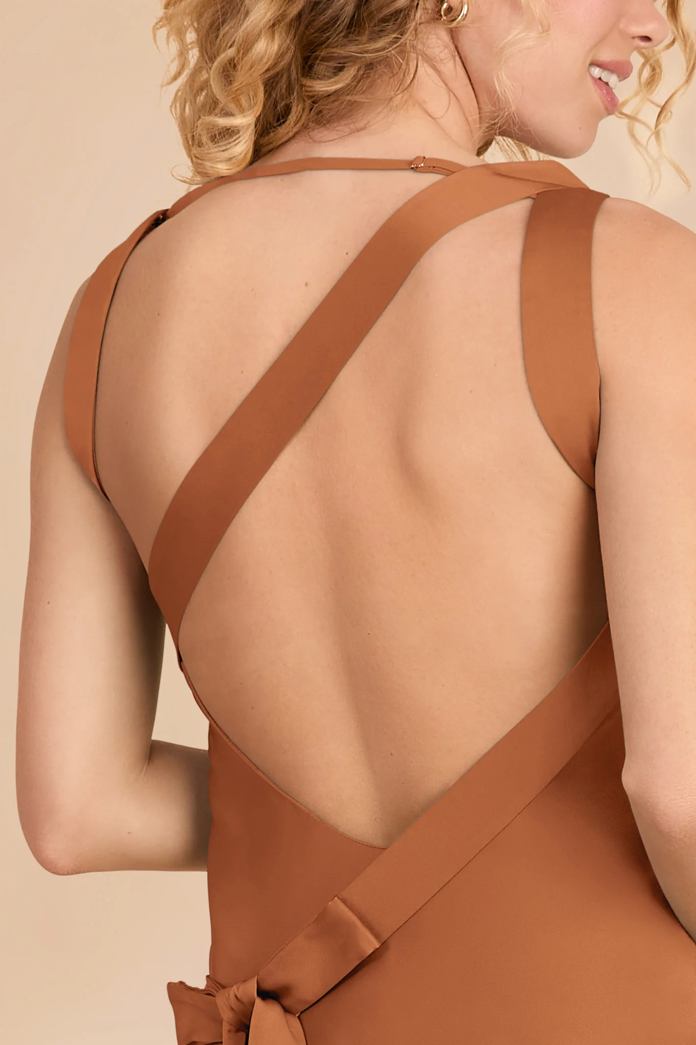 Rylie Matte Satin Dress - Rust - Image 5
