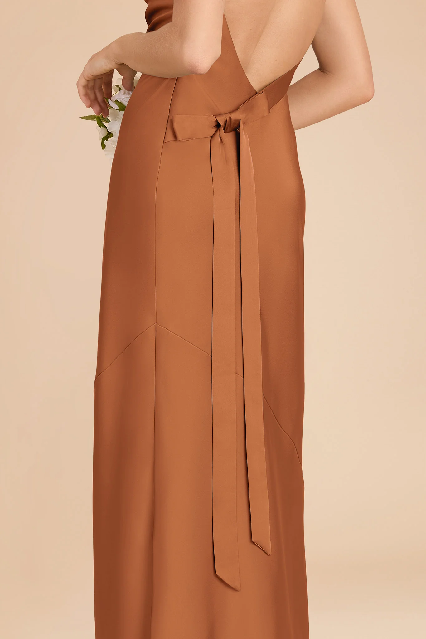 Rylie Matte Satin Dress - Rust - Image 6