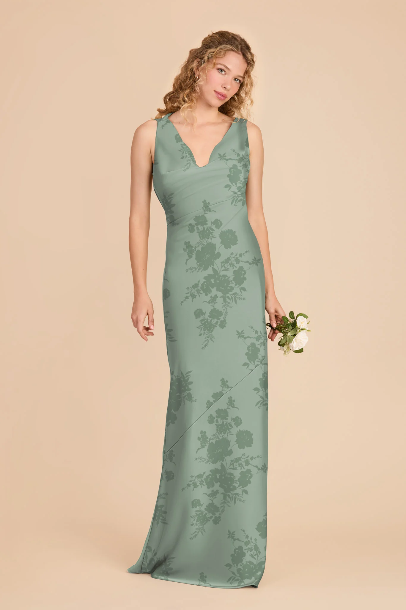 Rylie Matte Satin Dress - Sage Whimsical Blooms - Image 2