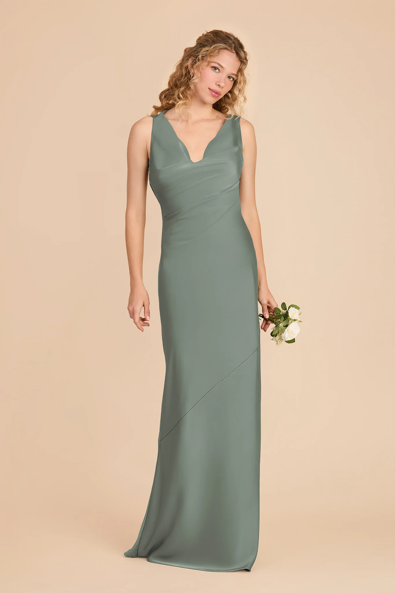 Rylie Matte Satin Dress - Sea Glass - Image 2