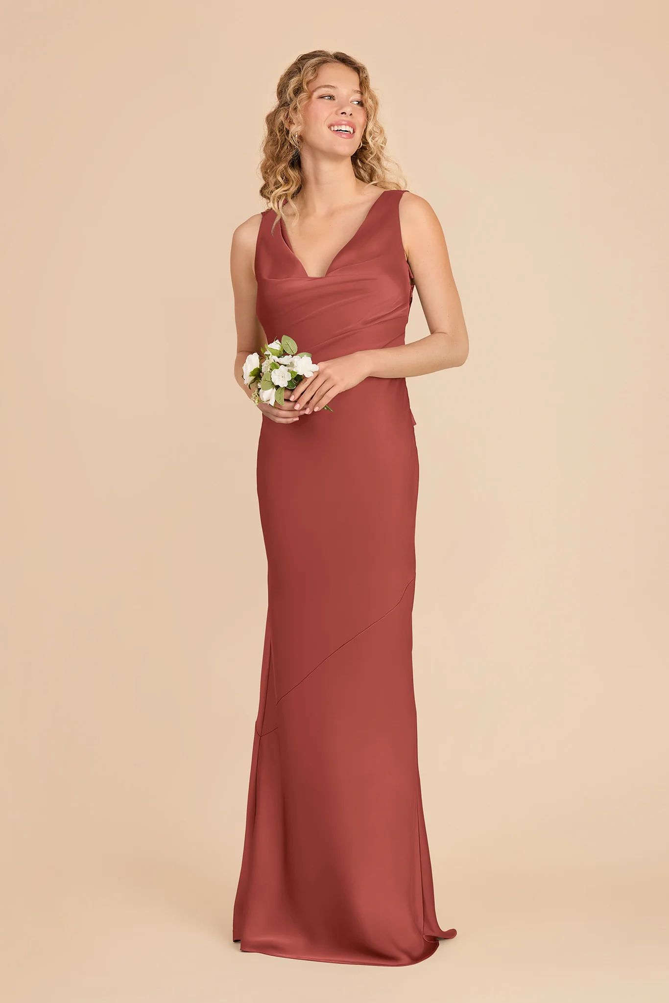 Rylie Matte Satin Dress - Spice - Image 3