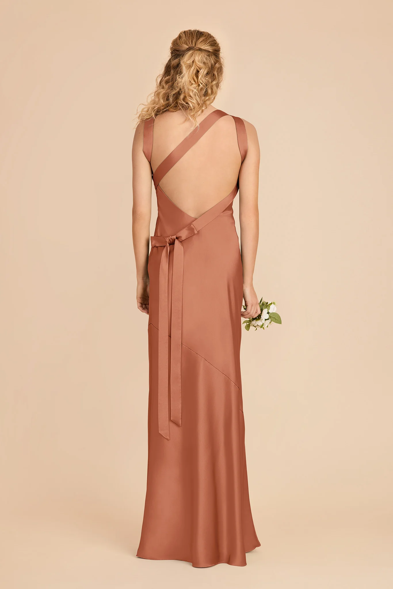 Rylie Matte Satin Dress - Terracotta - Image 4