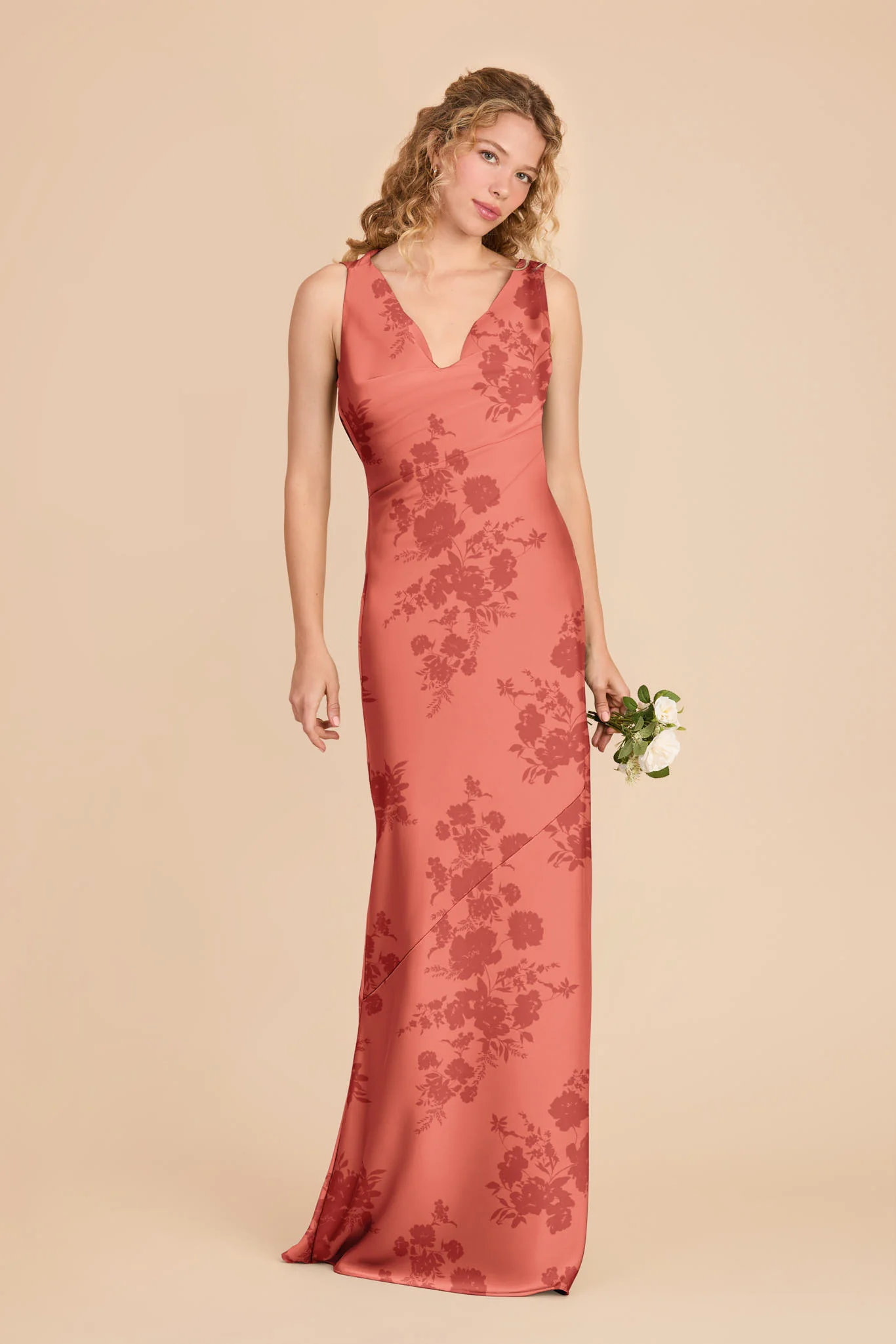 Rylie Matte Satin Dress - Wild Rose Whimsical Blooms - Image 2