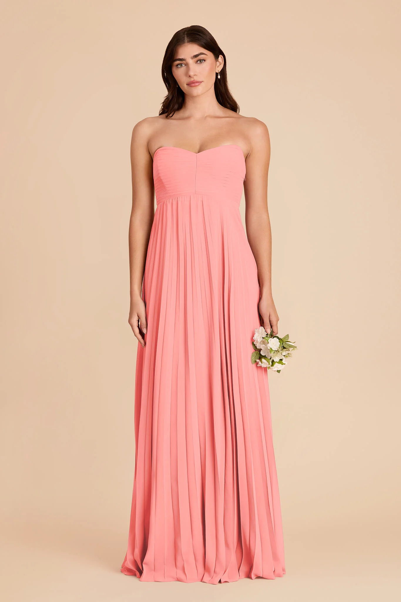 Sasha Chiffon Dress - Coral Pink - Image 3