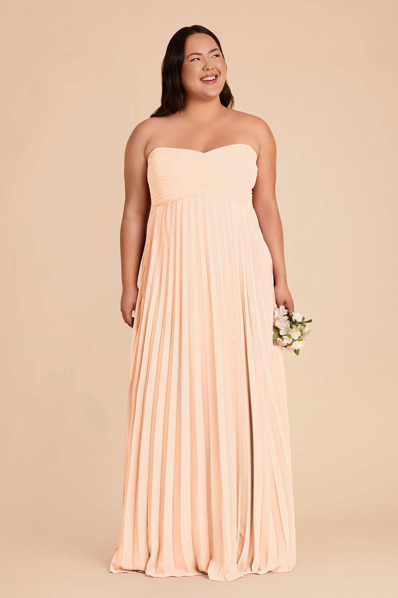 Sasha Chiffon Dress - Peach Cream - Image 9