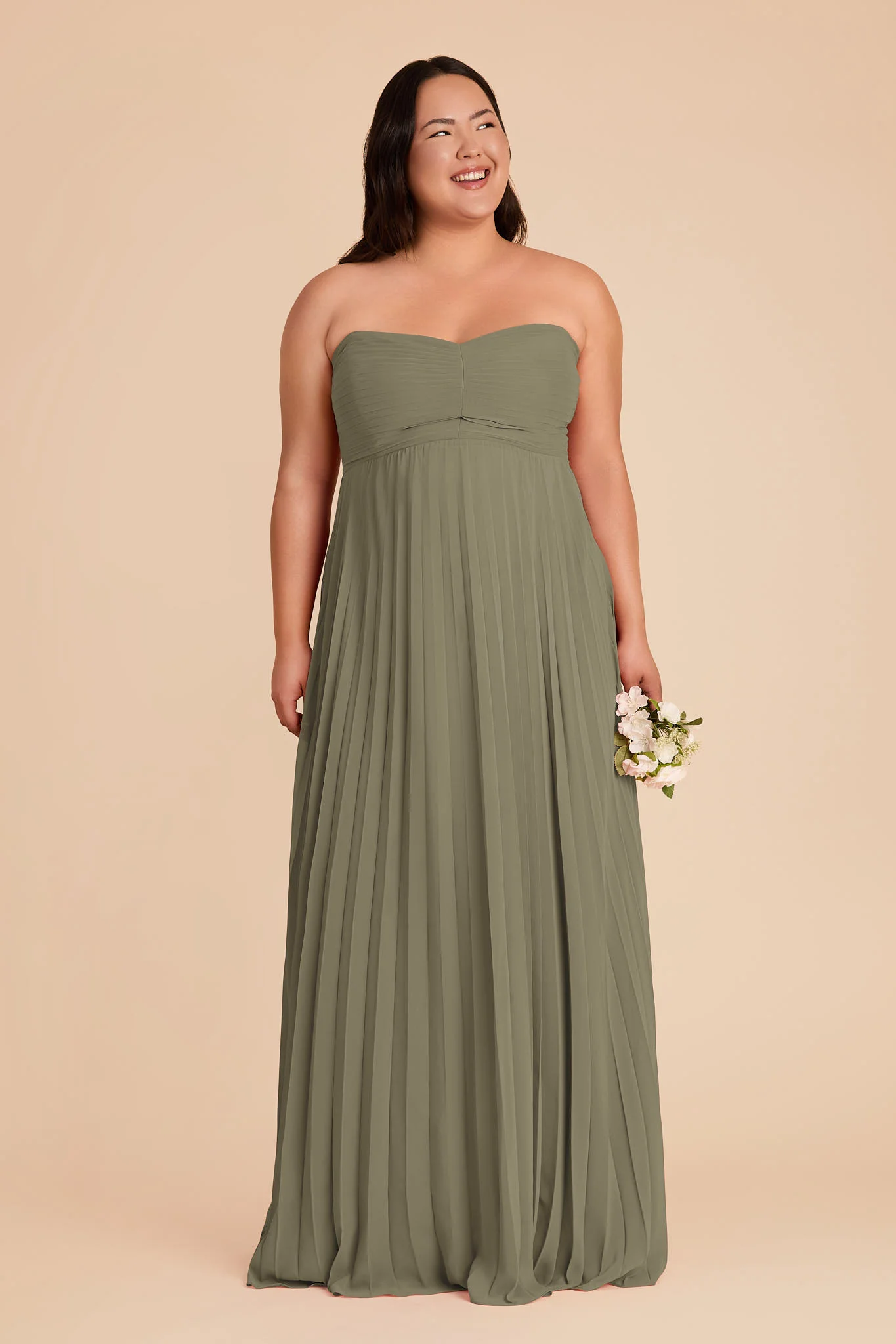 Sasha Chiffon Dress - Thyme - Image 2