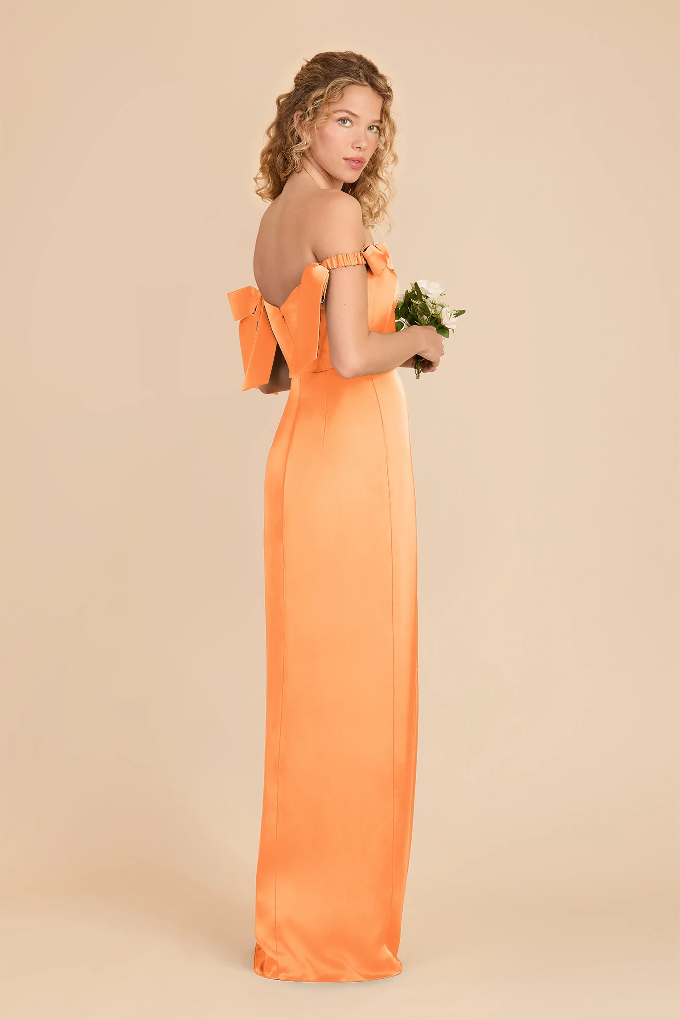 Sharon Matte Satin Dress - Apricot - Image 3