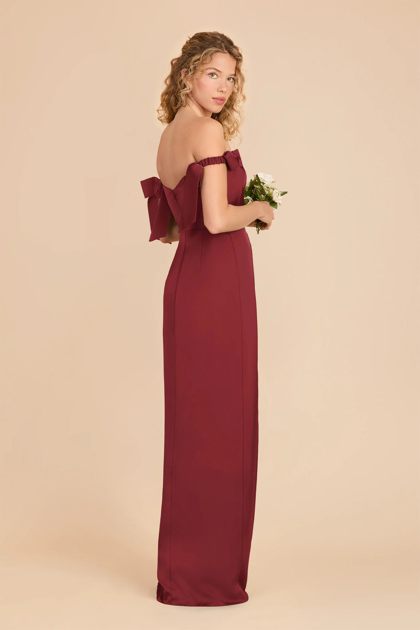 Sharon Matte Satin Dress - Burgundy - Image 3