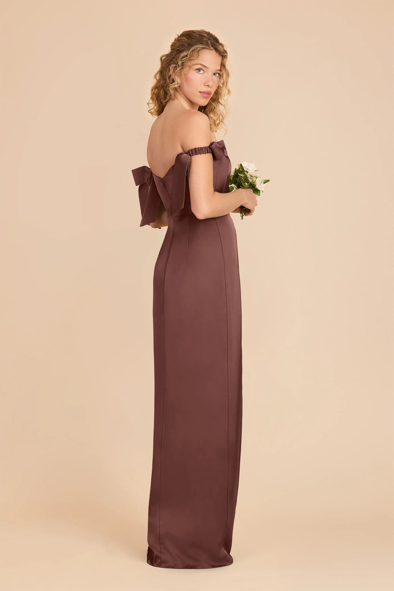 Sharon Matte Satin Dress - Chocolate Brown - Image 3