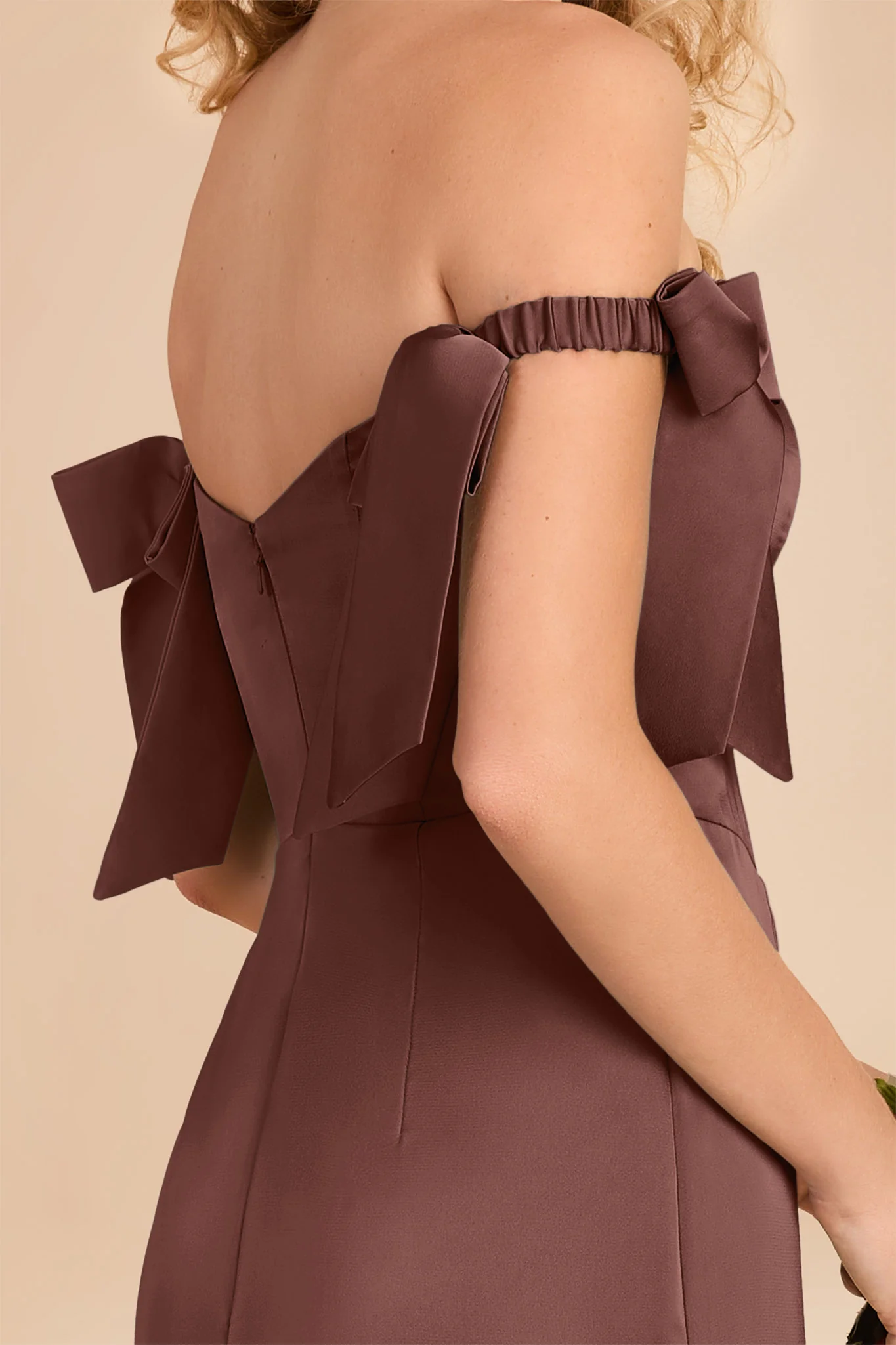 Sharon Matte Satin Dress - Chocolate Brown - Image 4