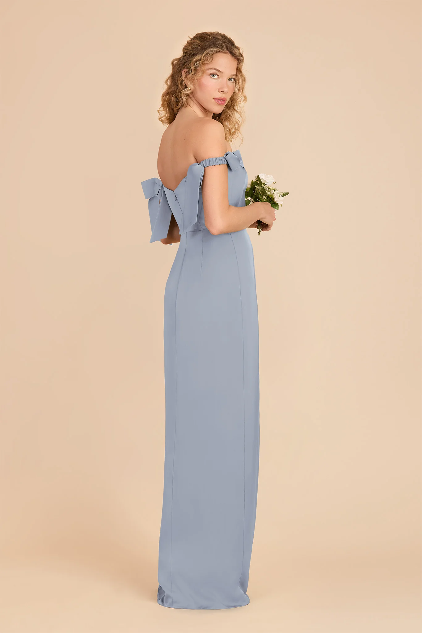 Sharon Matte Satin Dress - Dusty Blue - Image 3