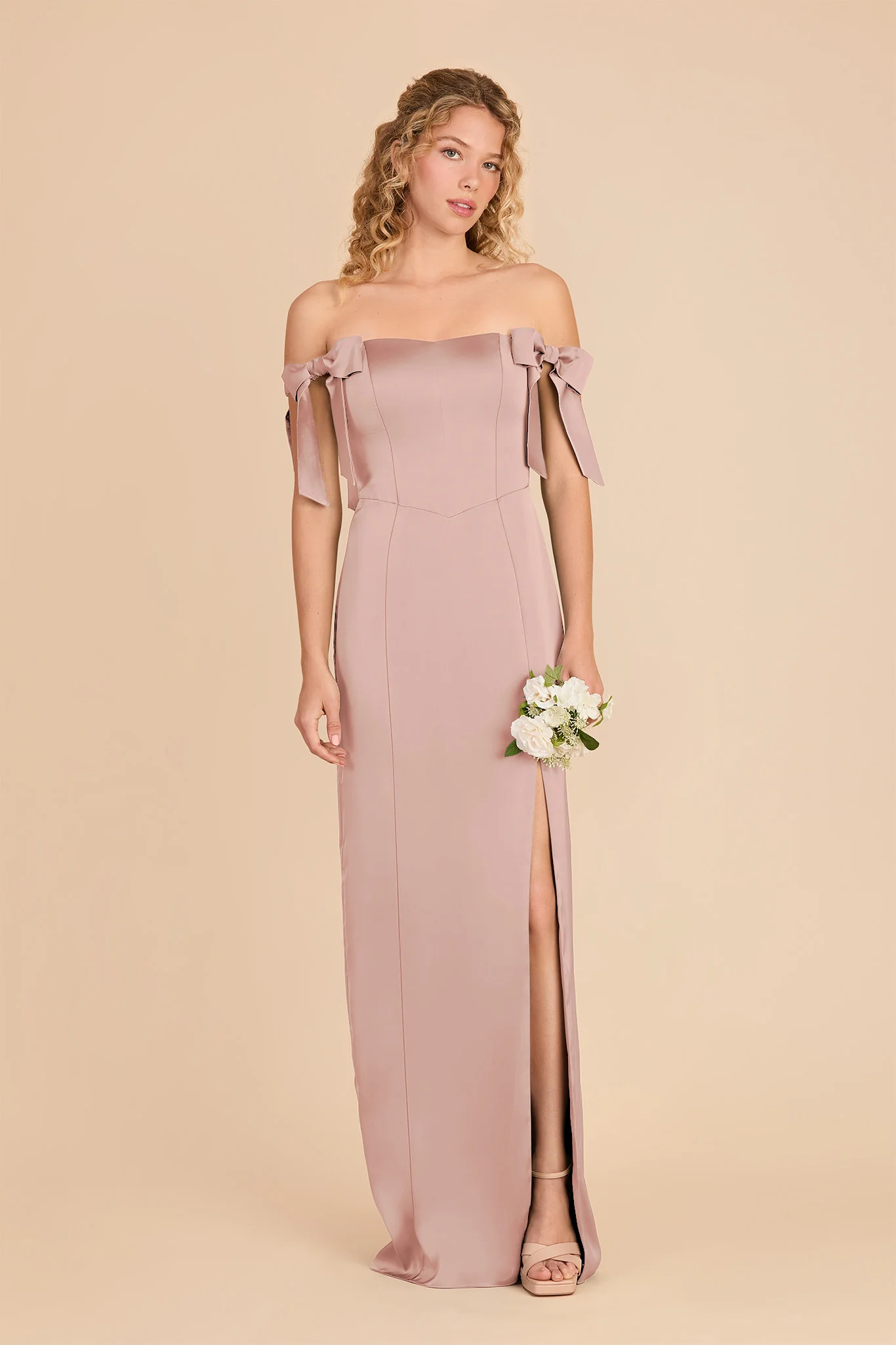 Sharon Matte Satin Dress - English Rose