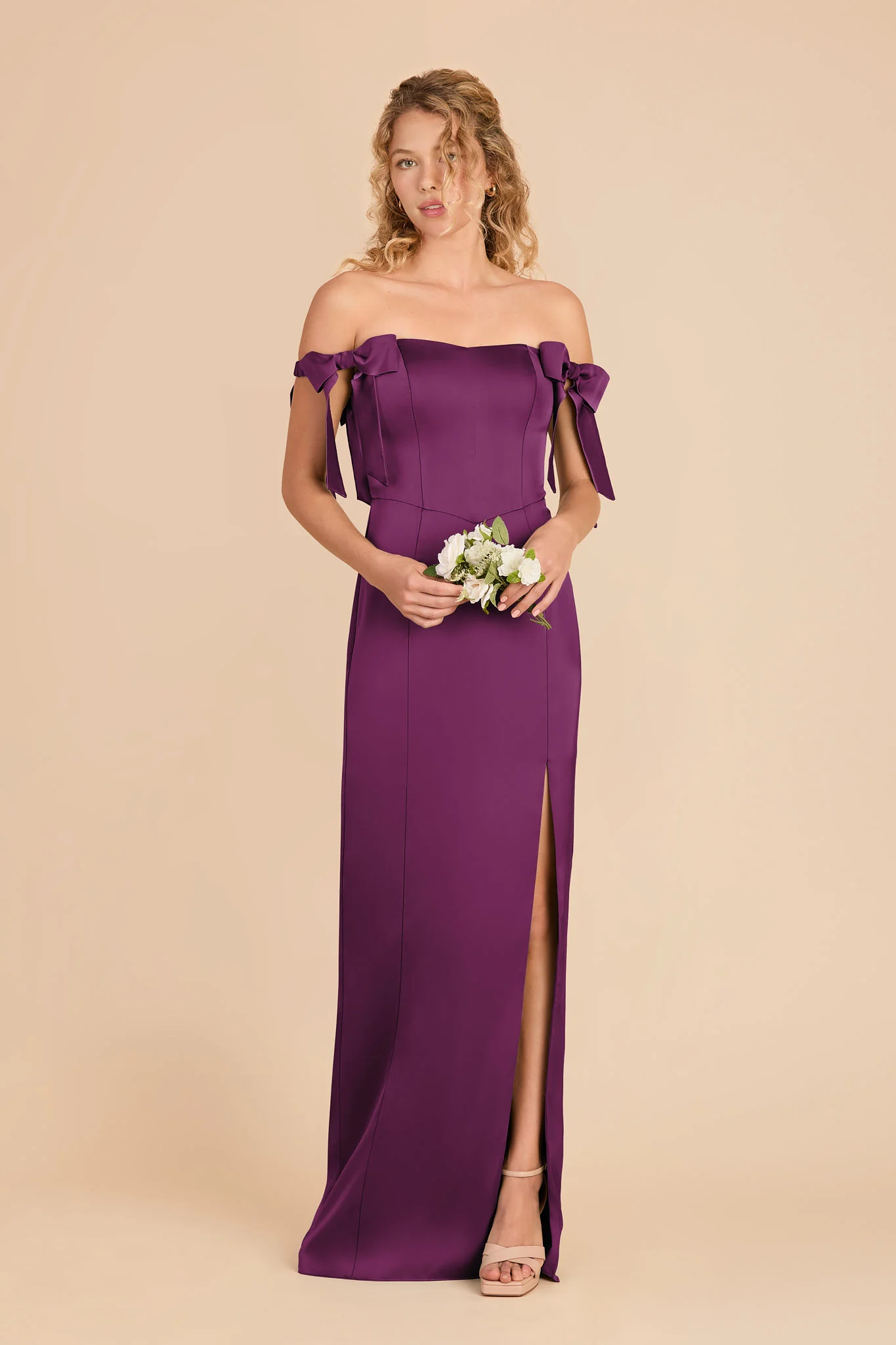 Sharon Matte Satin Dress - Fig - Image 2