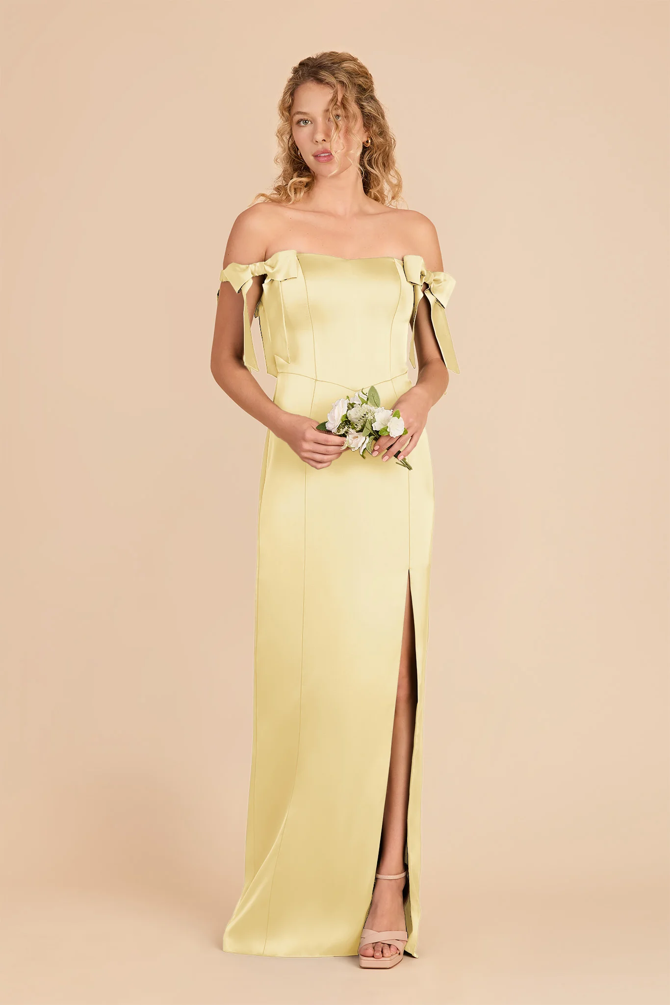 Sharon Matte Satin Dress - Lemon Sorbet - Image 2