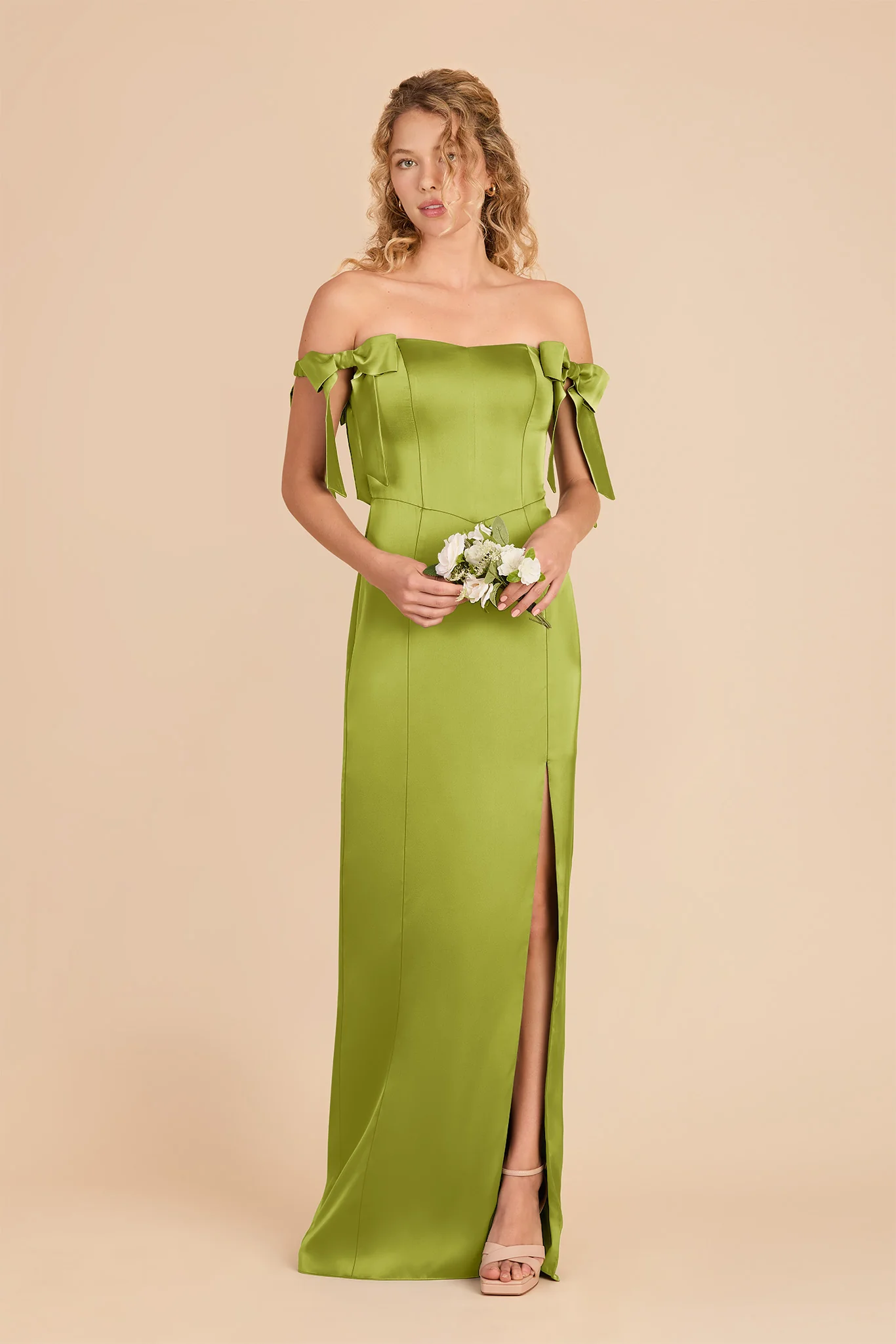 Sharon Matte Satin Dress - Matcha - Image 2