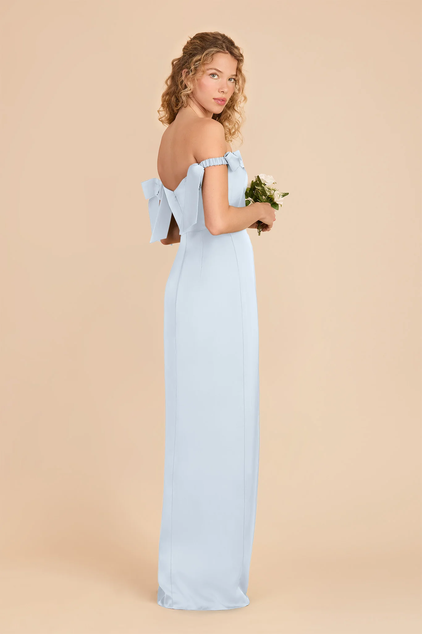 Sharon Matte Satin Dress - Mist Blue - Image 3