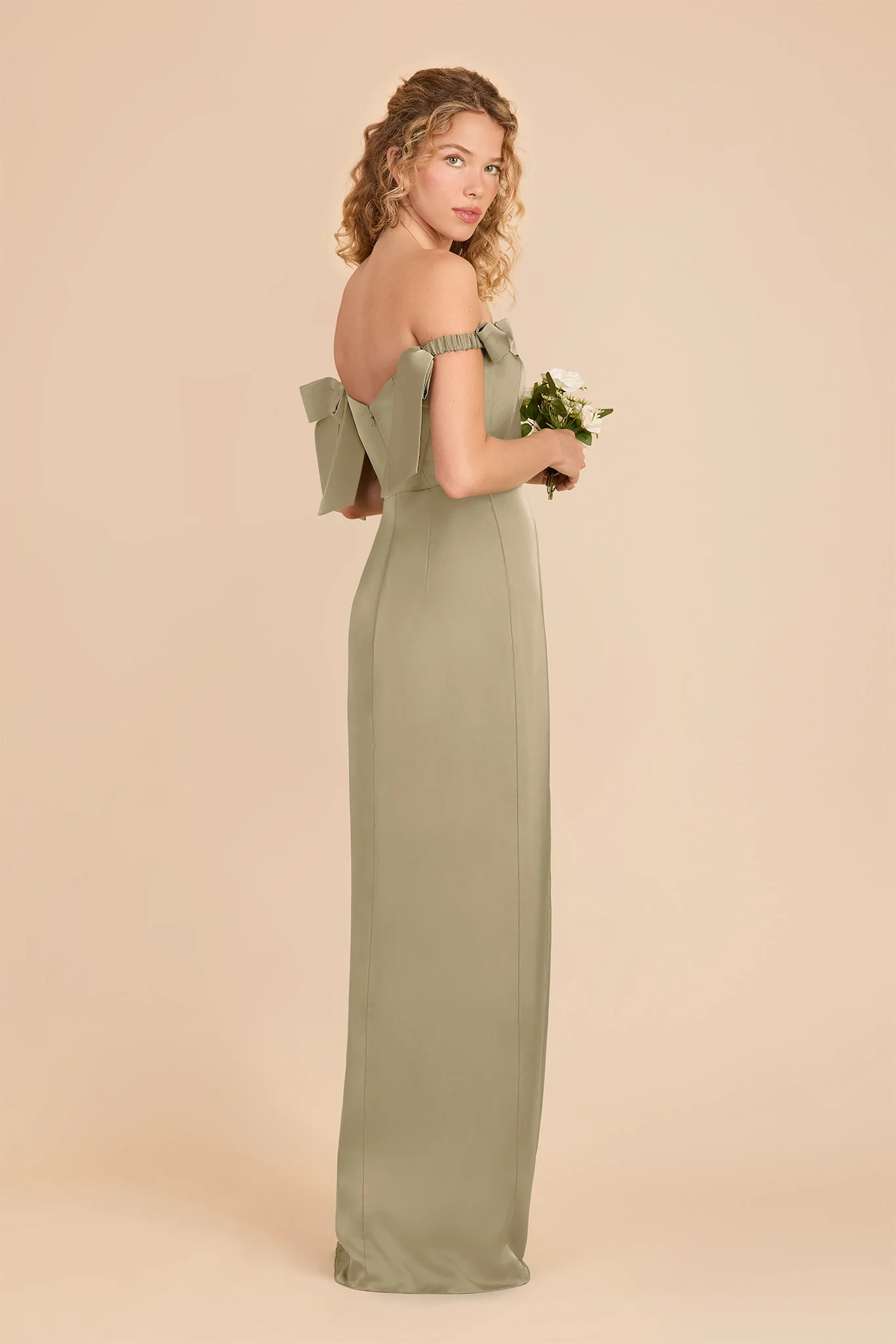 Sharon Matte Satin Dress - Moss Green - Image 3