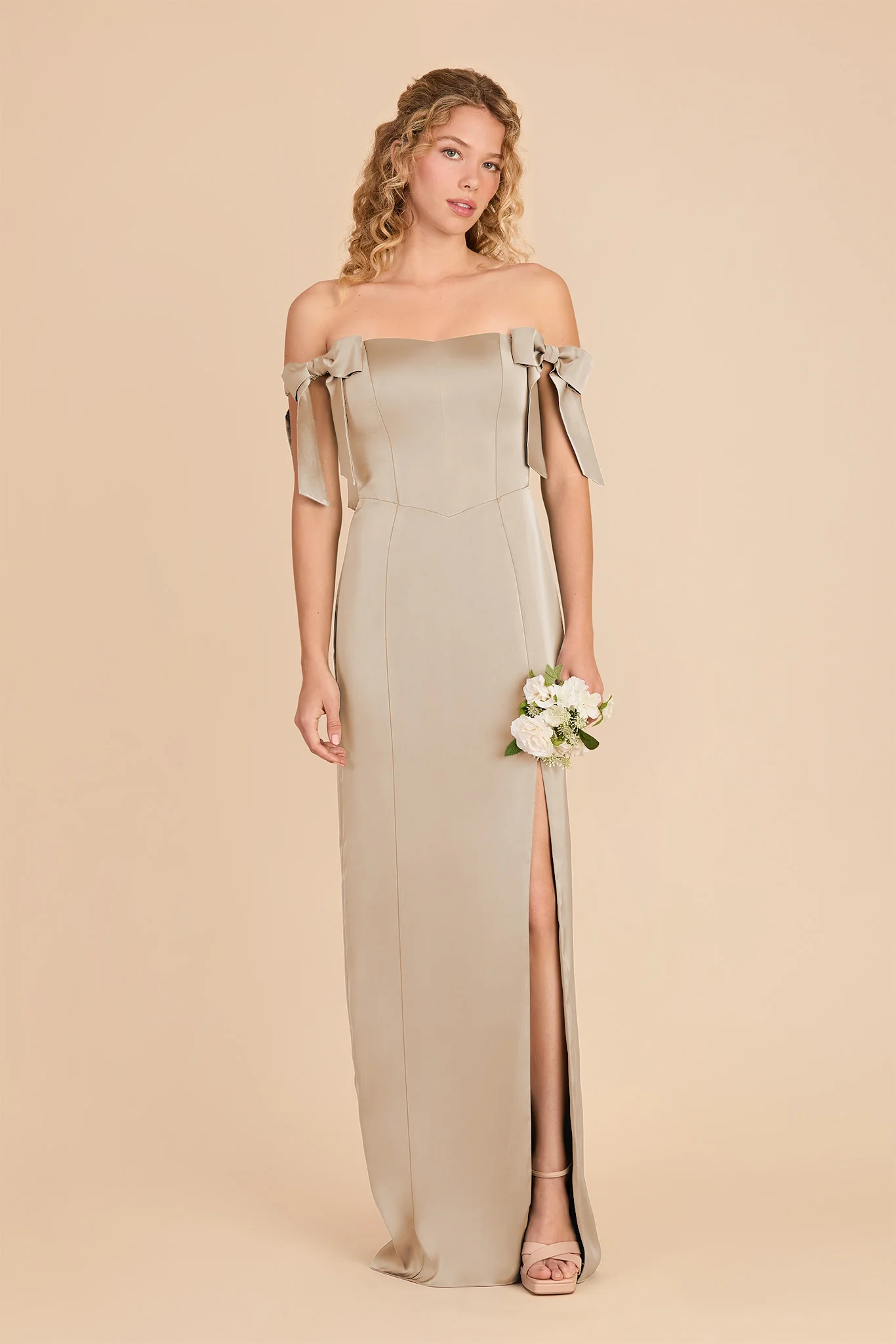 Sharon Matte Satin Dress - Neutral Champagne - Image 6