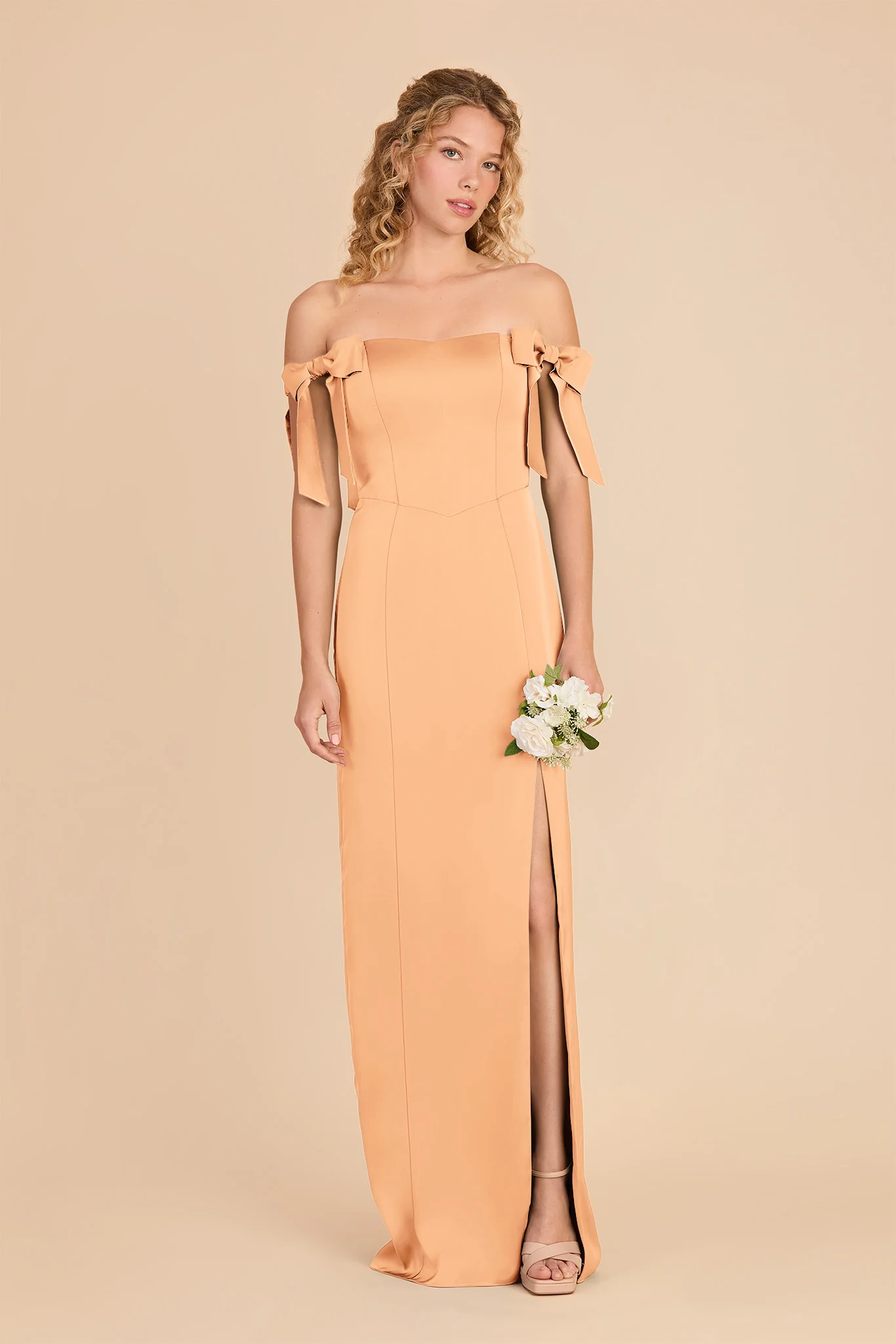 Sharon Matte Satin Dress - Peach