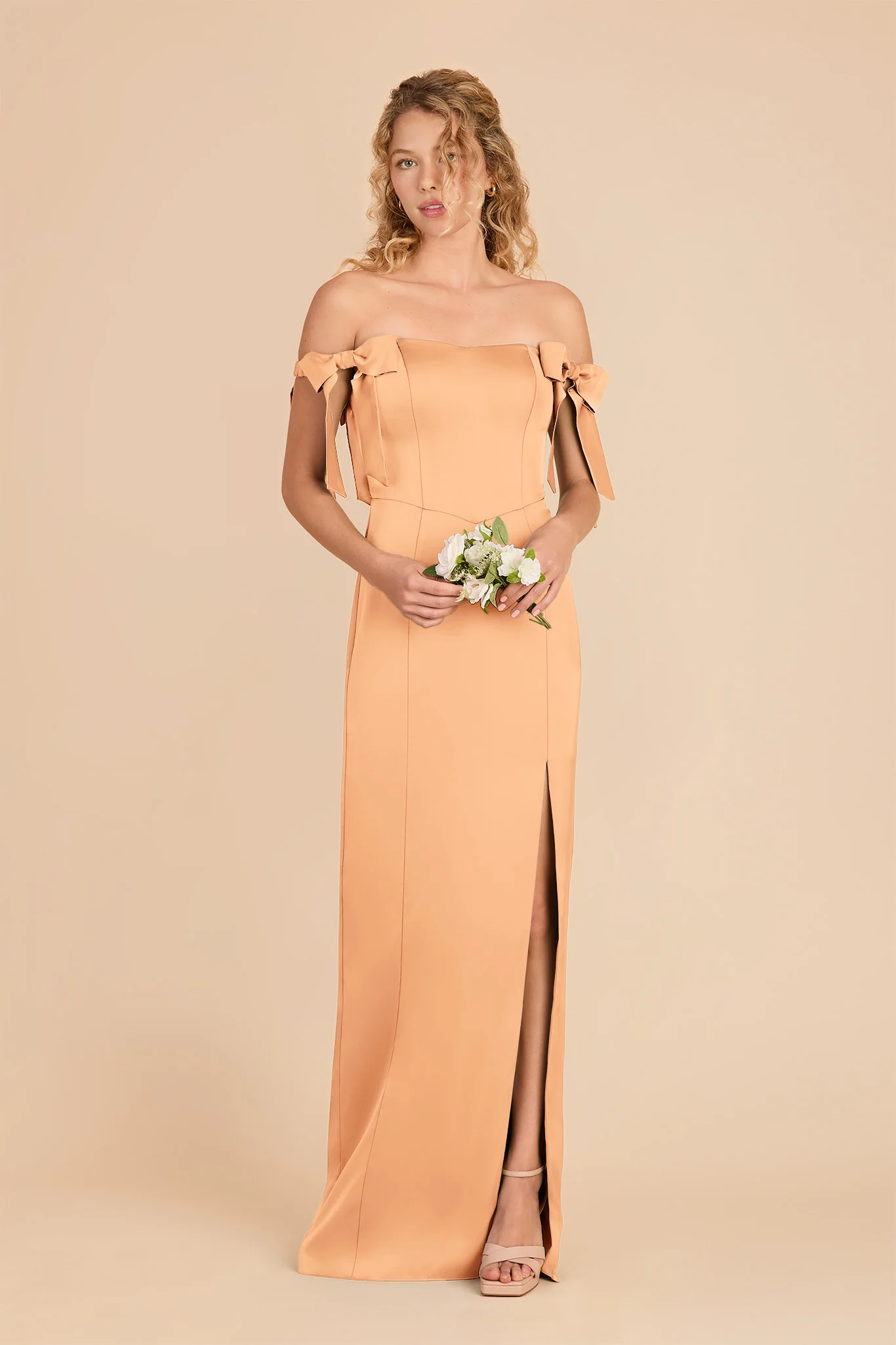 Sharon Matte Satin Dress - Peach - Image 2