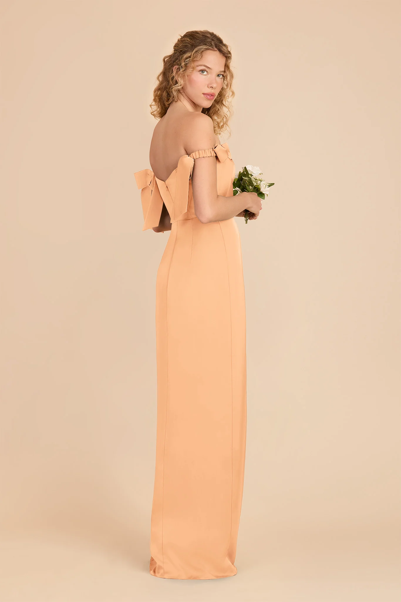 Sharon Matte Satin Dress - Peach - Image 3