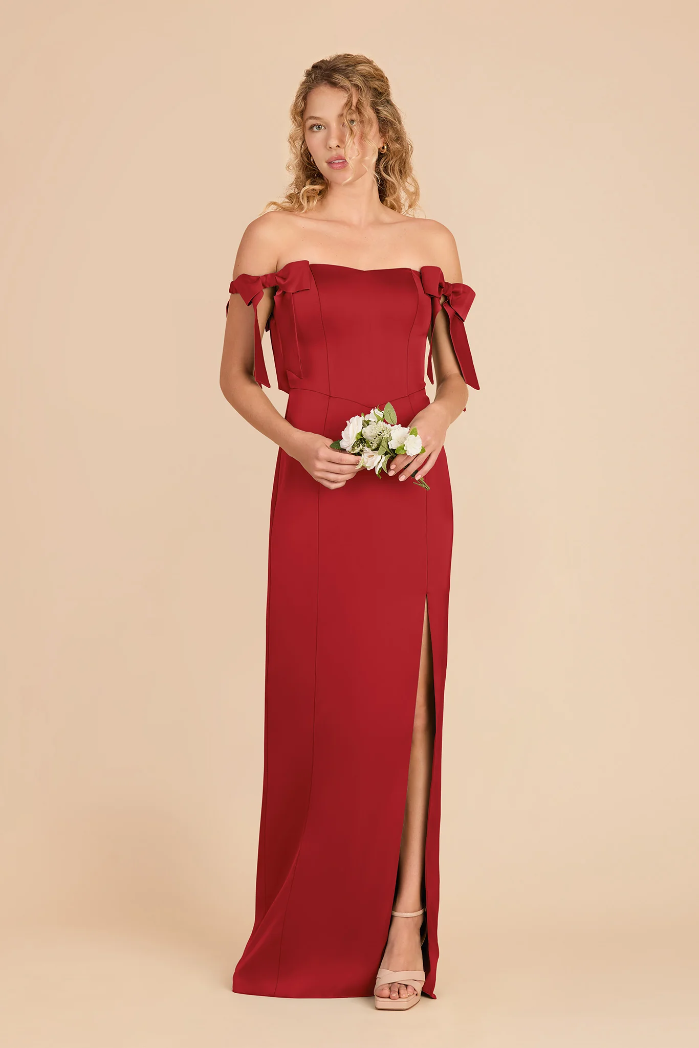 Sharon Matte Satin Dress - Ruby Red - Image 2